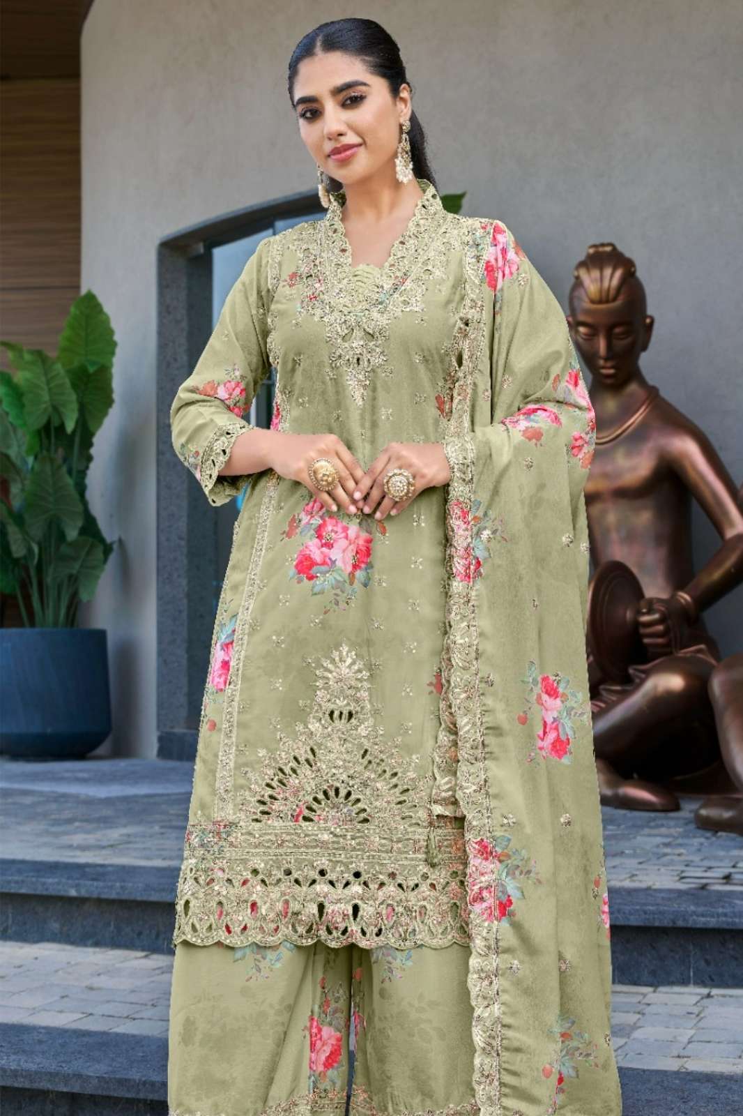 Hessa Fashion 2028 Ready to Wear Pure Chinon Embroidery & Zarkan Work Suit