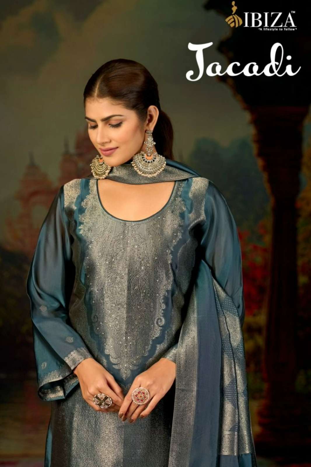 IBIZA JACADI PURE BANGLORY SILK JACQUARD & HANDWORK SUIT 