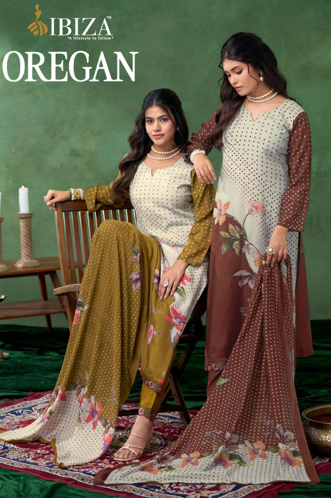 IBIZA OREGAN PURE BEMBERG MUSLIN HANDWORK & DIGITAL PRINTED SUIT 