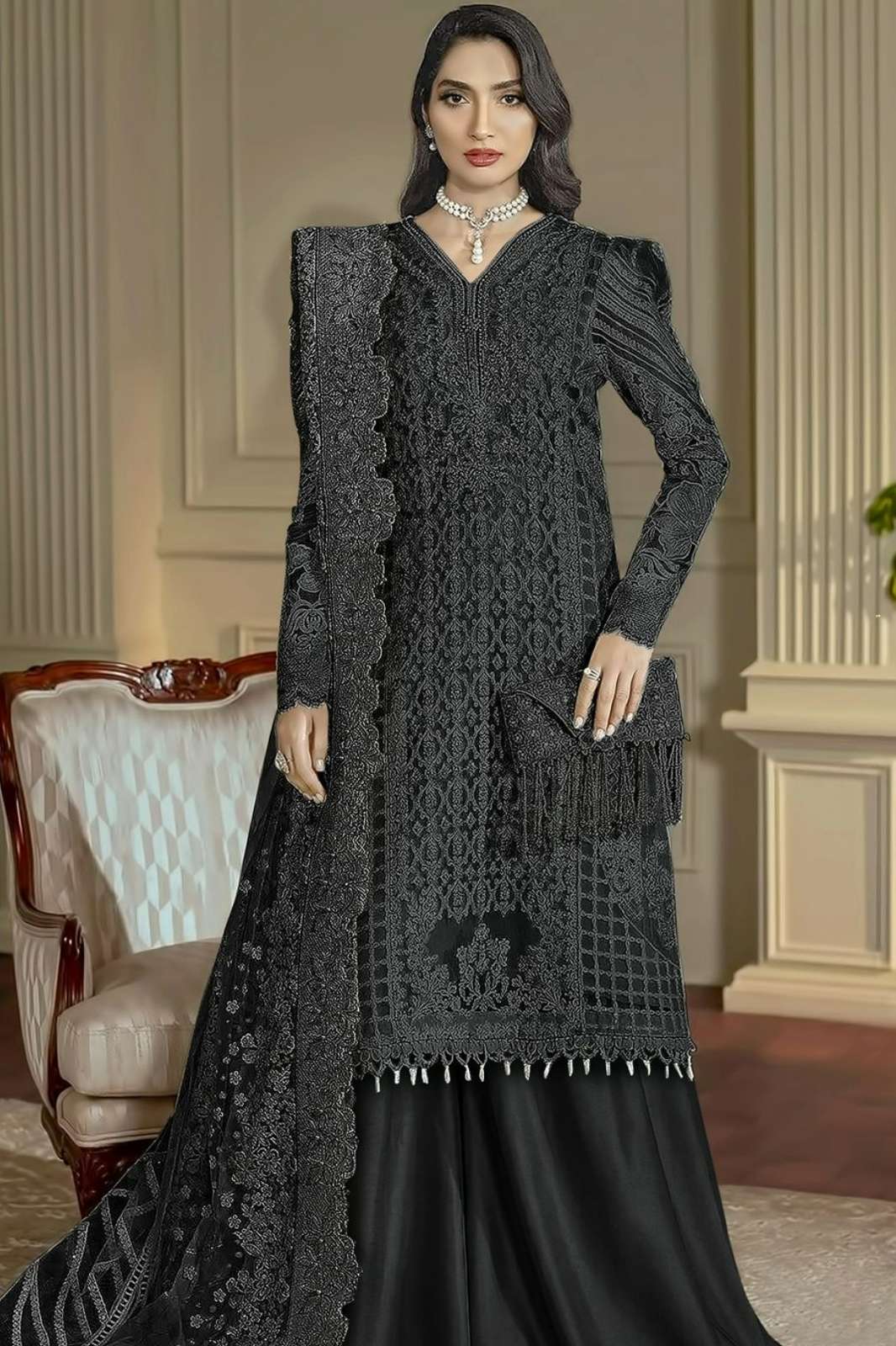 IZNIK FAB A 440 Chiffon Pakistani Suit with Embroidery Work