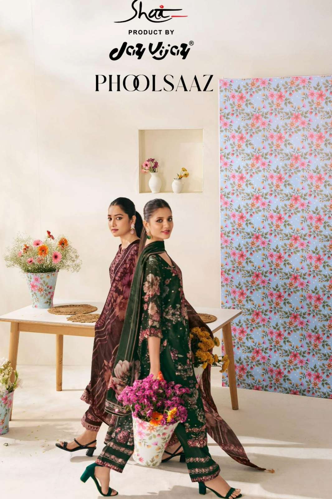 JAY VIJAY PHOOLSAAZ PREMIUM ORGANZA EMBROIDERY WORK SUIT