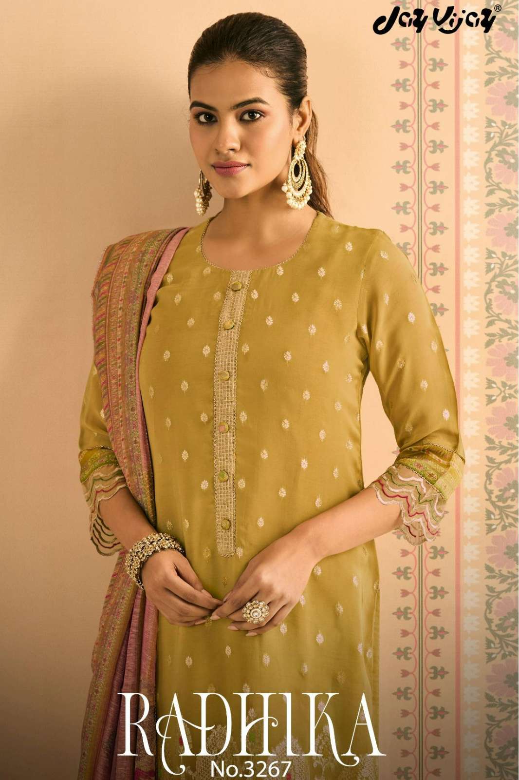 JAY VIJAY RADHIKA 3267 PURE PREMIUM ORGANZA JACQUARD & EMBROIDERED SUIT 
