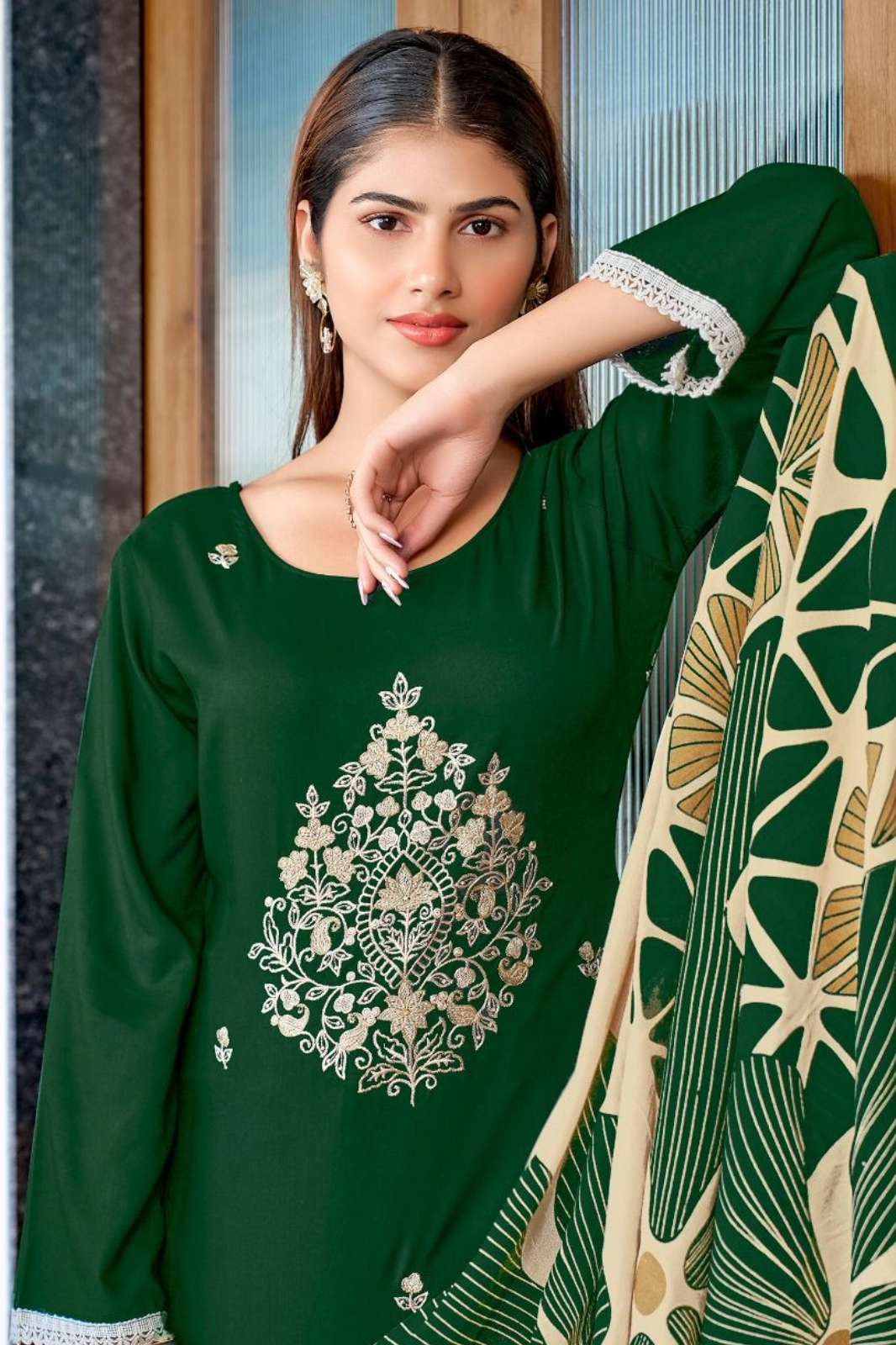 JT TEXTILE VOL 20 HEAVY SEQUENCE EMBROIDERY WORK WITH DAMAN LACE SUIT SET