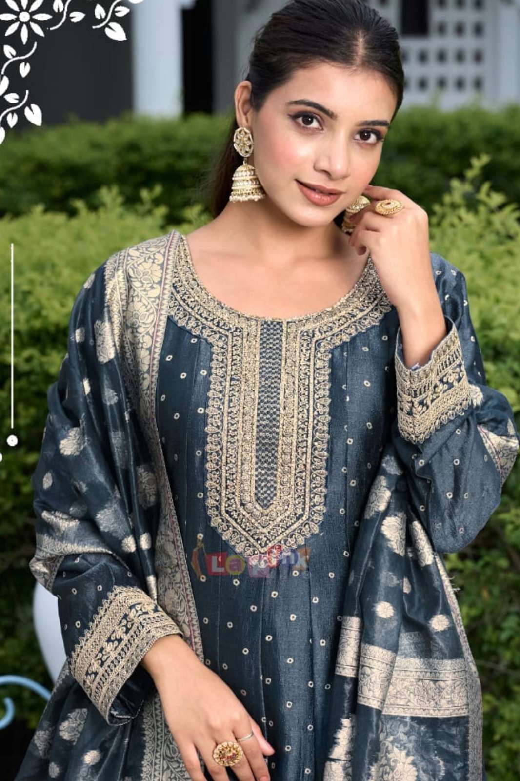 Lapink 19563 beautifully embroidered silk anarkali gown