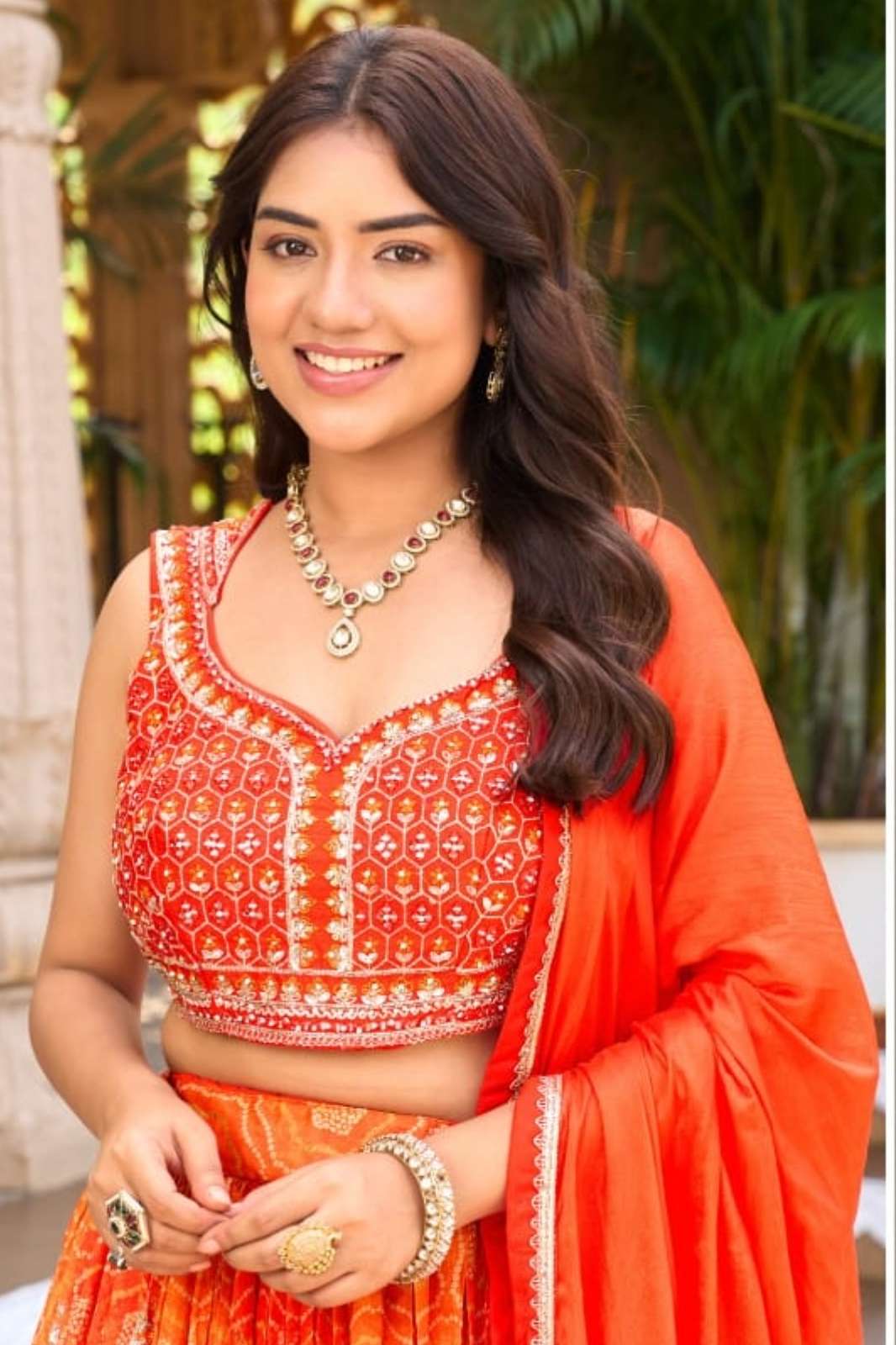 Lapink 19564 beautiful orange color embroidered lehenga for wedding