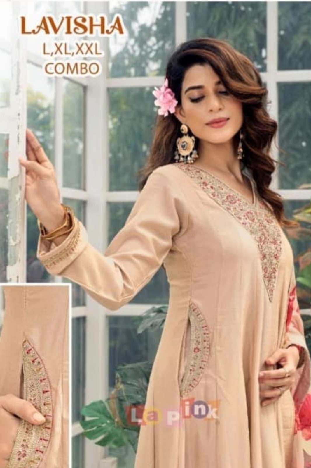 Lapink 19566 beautifully embroidered vichitra silk anarkali gown