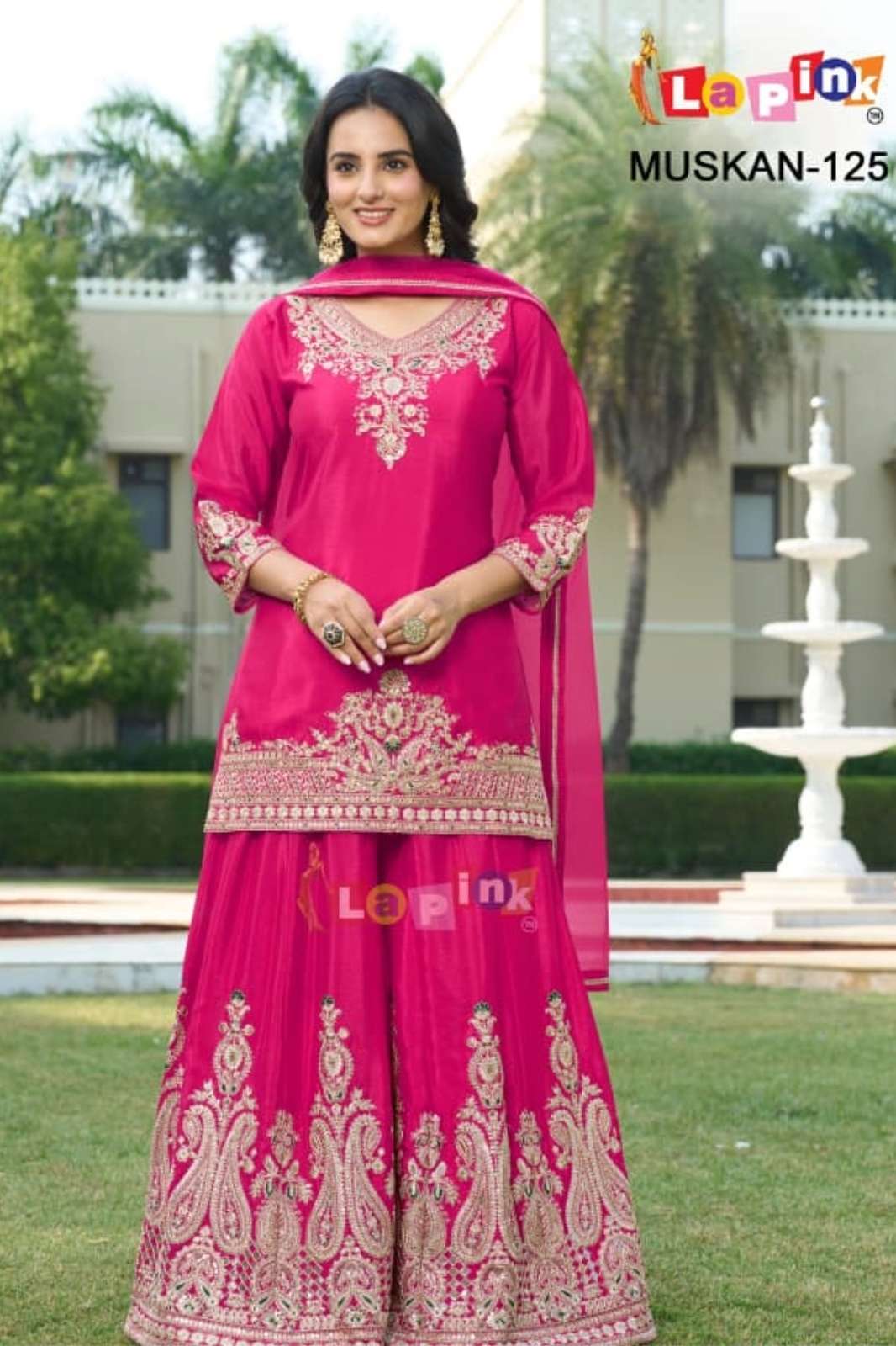  LAPINK 20026 READY TO WEAR MOTI AND SEQUENCE WORK FANCY FABRIC PLAZZO SUIT 