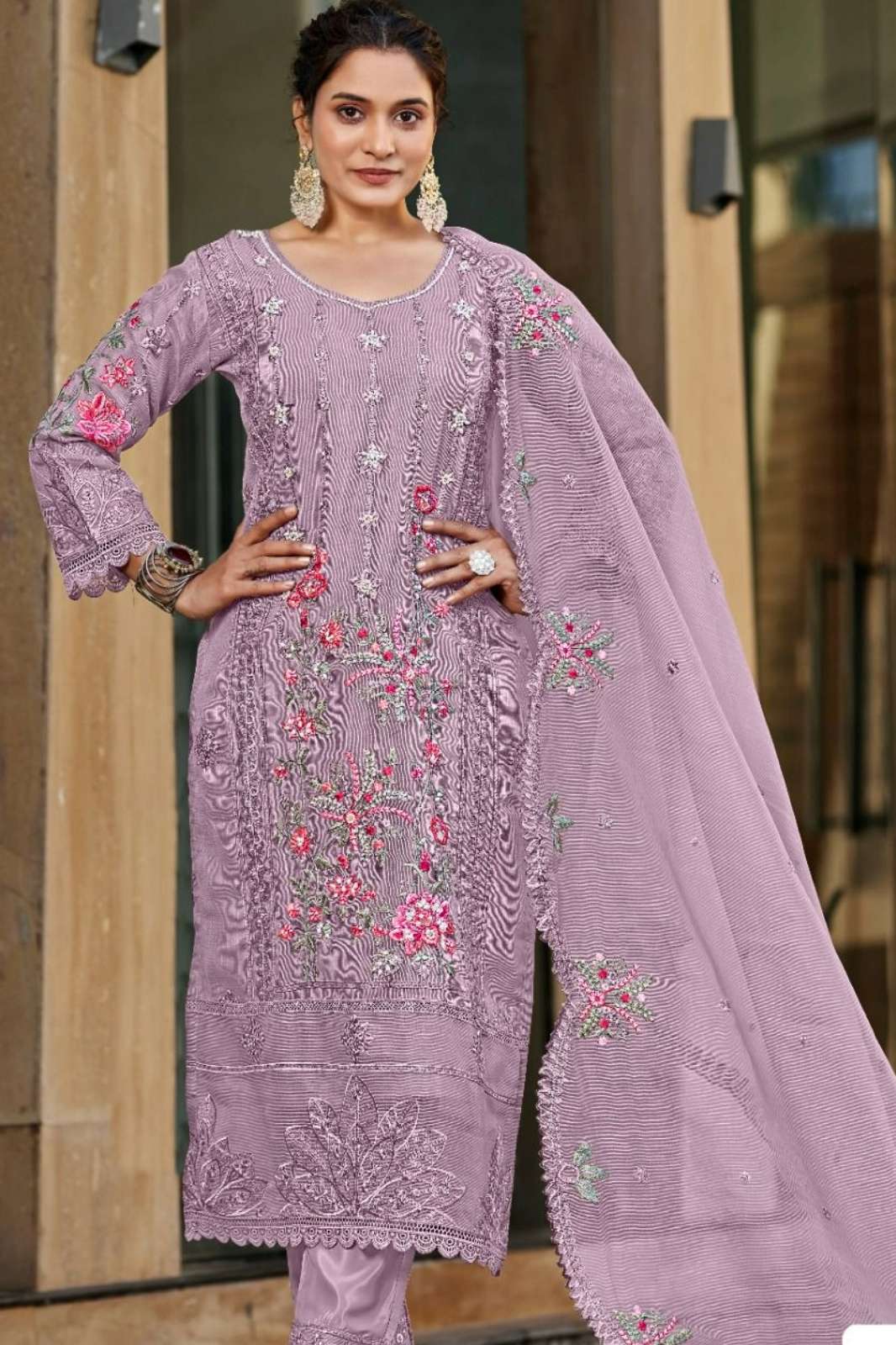 Motifz 5206 Kota Cheks Pakistani Suit with Embroidery & Khatli Work