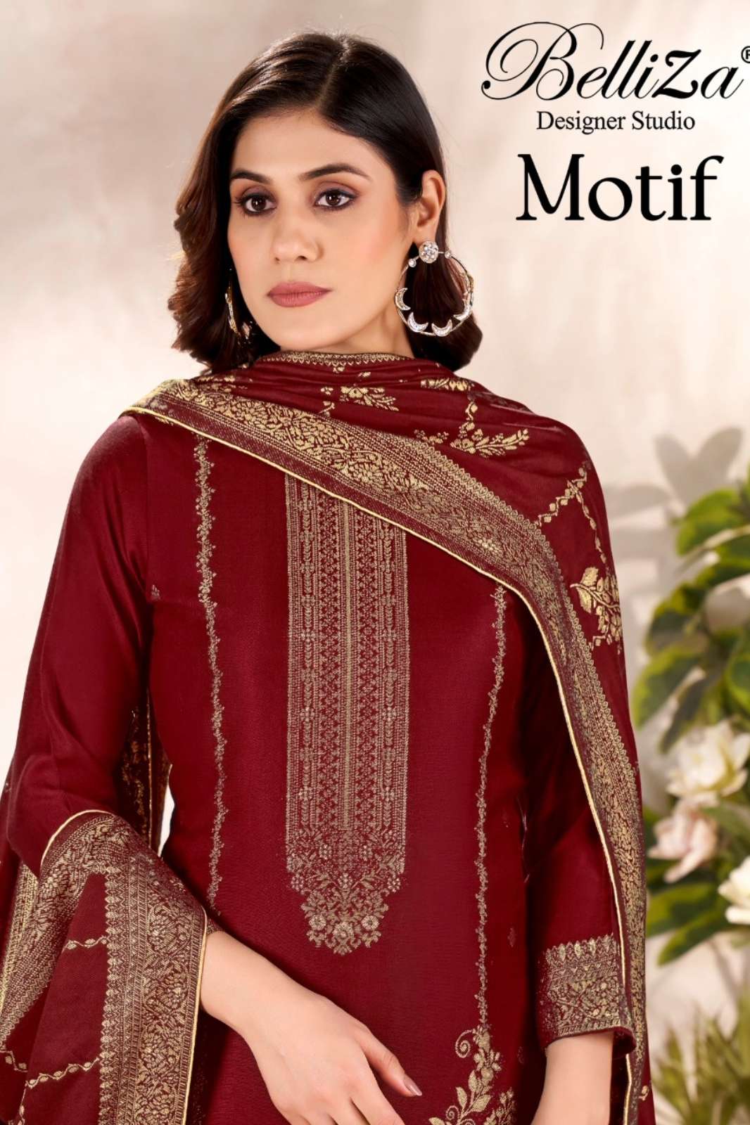 MOTIFZ BELLIZA BEAUTIFUL PURE VISCOSE PASHMINA PAKISTANI SUIT