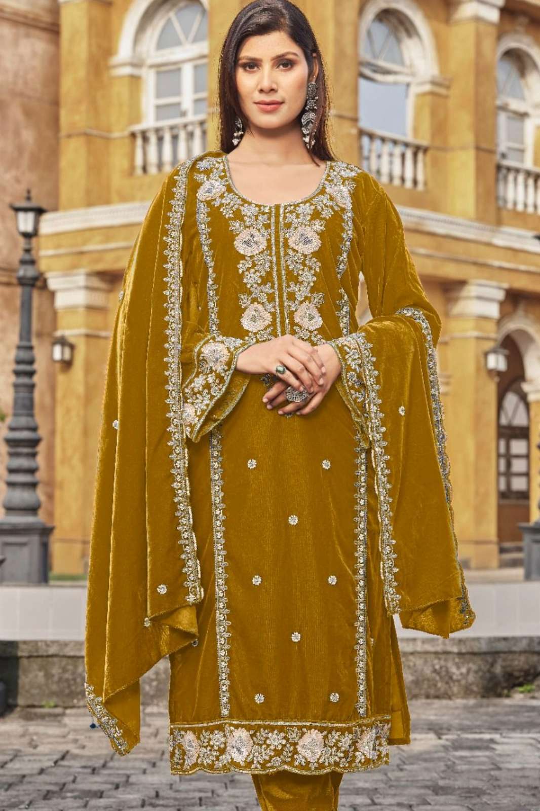 Motifz R 1262 Ready to Wear Beautiful Velvet Pakistani Suit with Embroidery Work