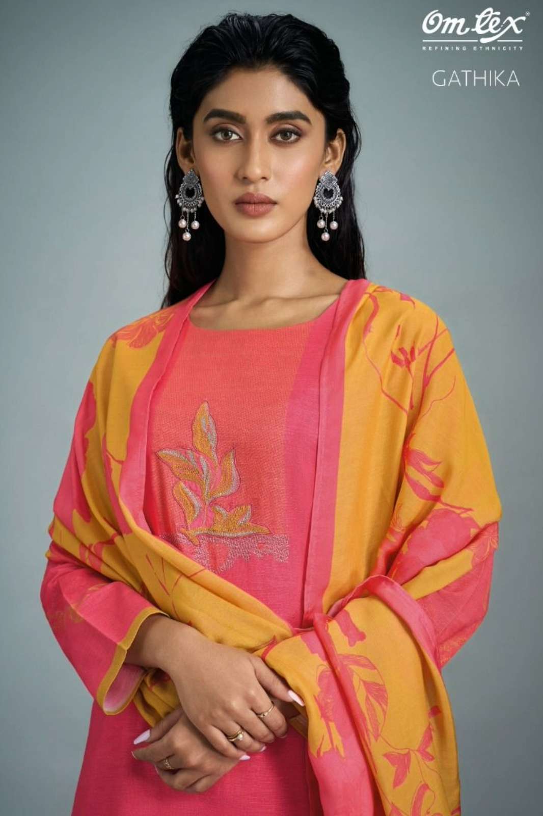 OMTEX GATHIKA PERISSA COTTON DIGITAL PRINT & EMBROIDERED SUIT 