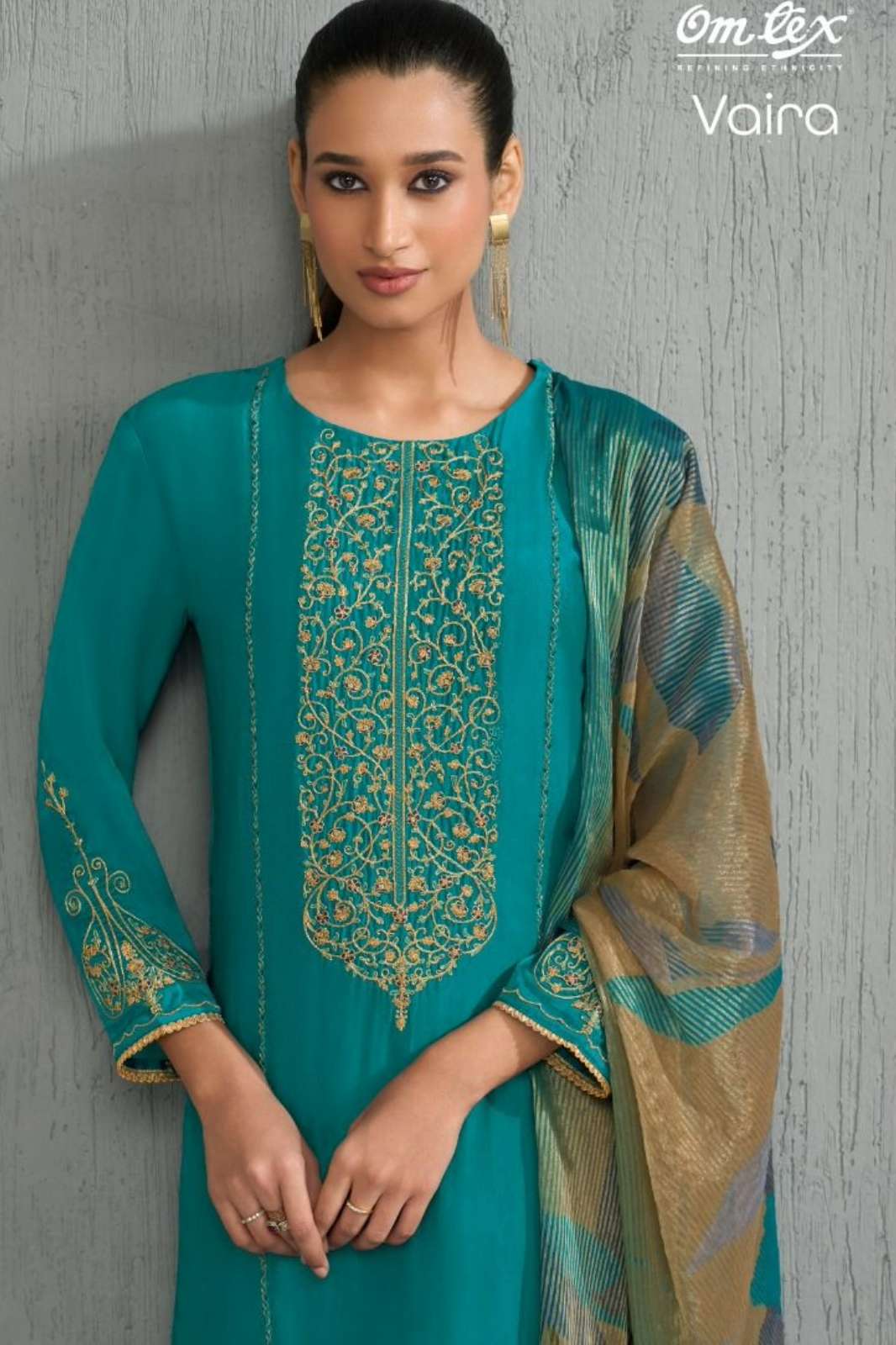 OMTEX VAIRA SILK TOUCH EMBROIDERY & HAND WORK SUIT 