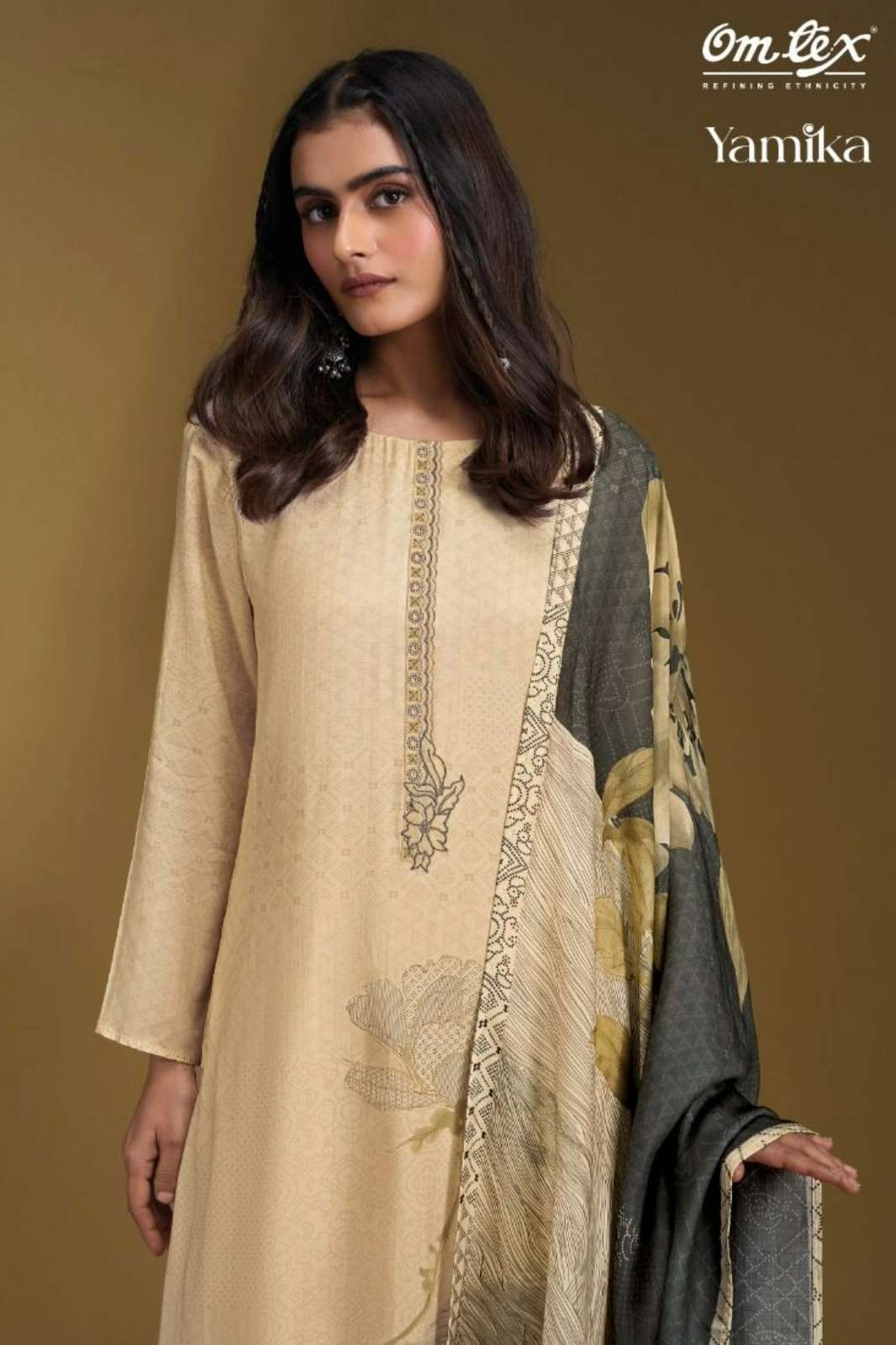 OMTEX YAMIKA MUSLEEN DIGITAL PRINT & EMBROIDERY WORK SUIT 