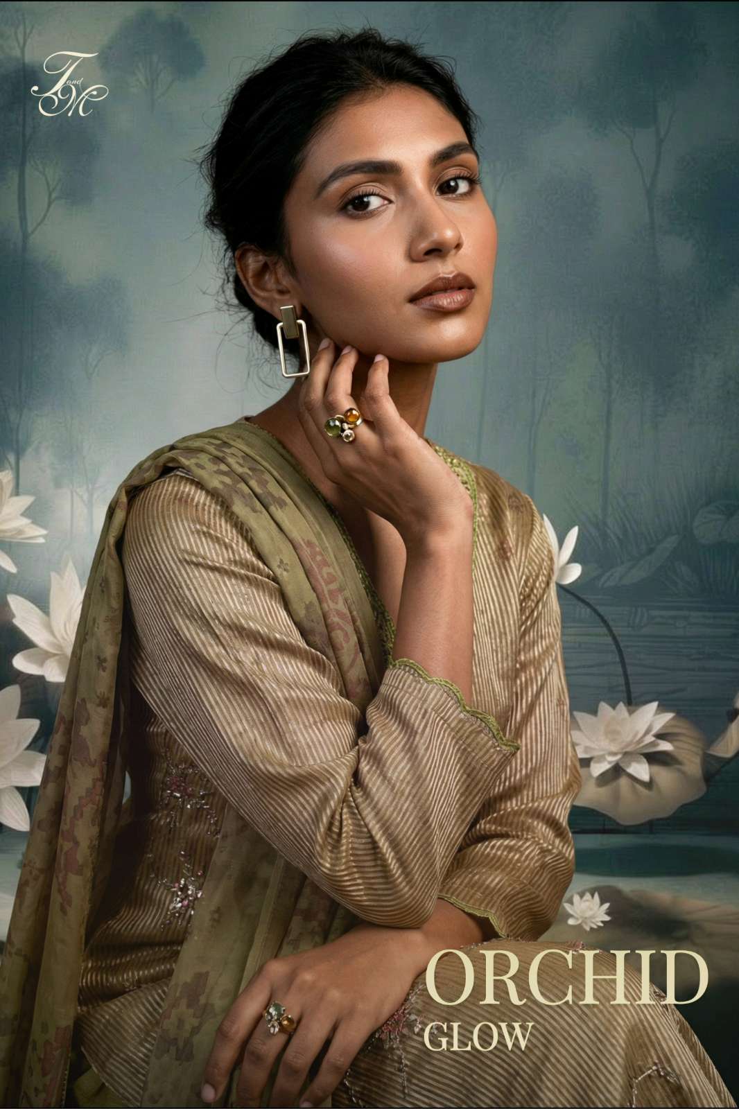 ORCHID GLOW PURE SILK DIGITAL PRINT & HAND EMBROIDERY WORK SUIT 