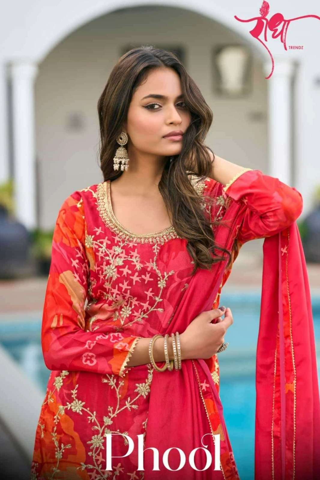 RADHA TRENDZ PHOOL PREMIUM CHINON EMBROIDARY WORK SUIT 