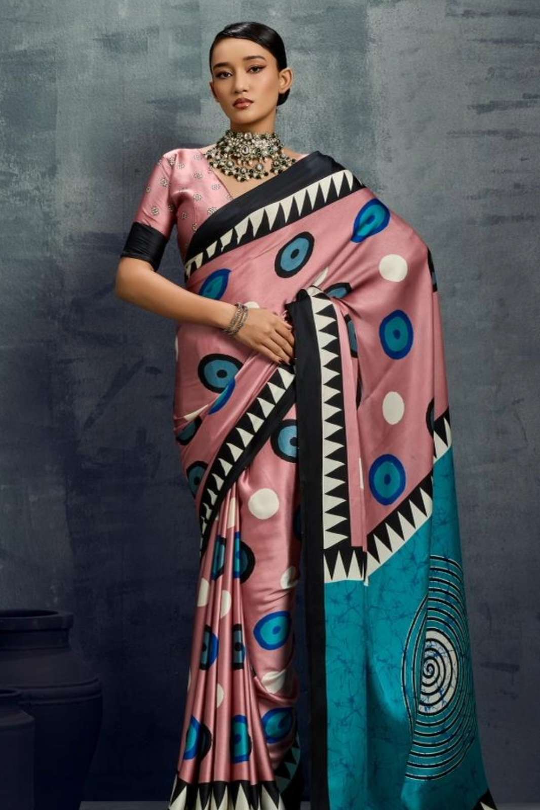 Rajtex Pure Ajrakh 022 pure modal satin ajrakh print saree