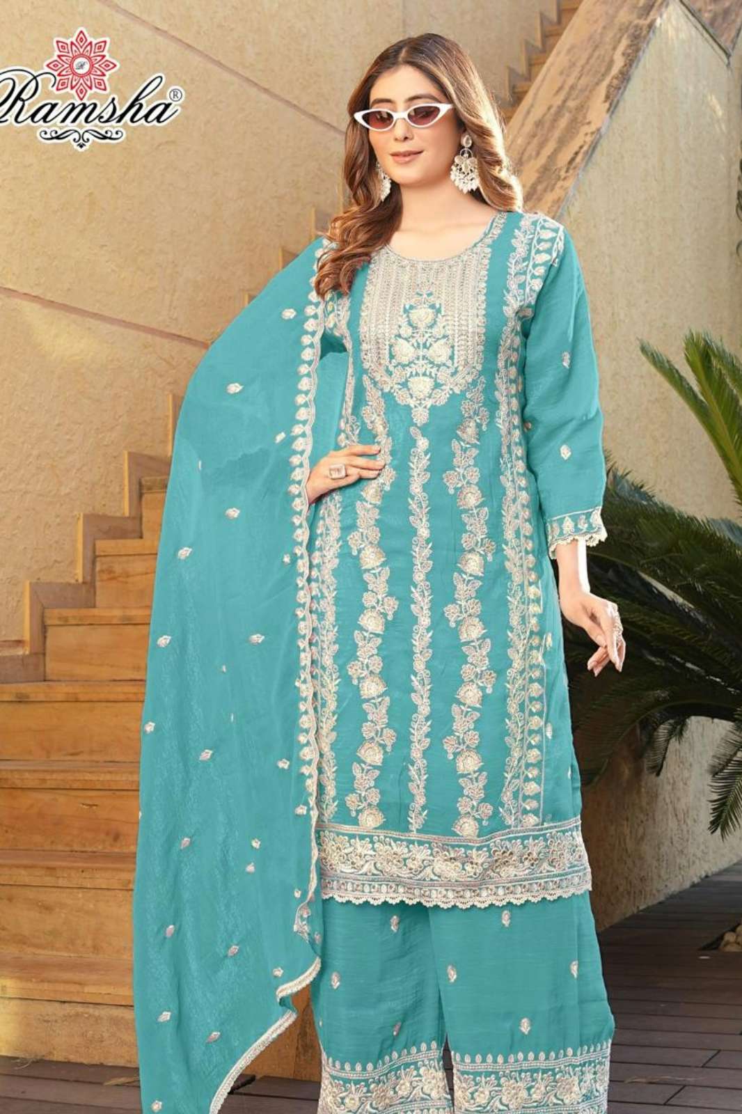 RAMSHA R 1504 Ready to Wear Embroidery Crunchy Pakistani Suit
