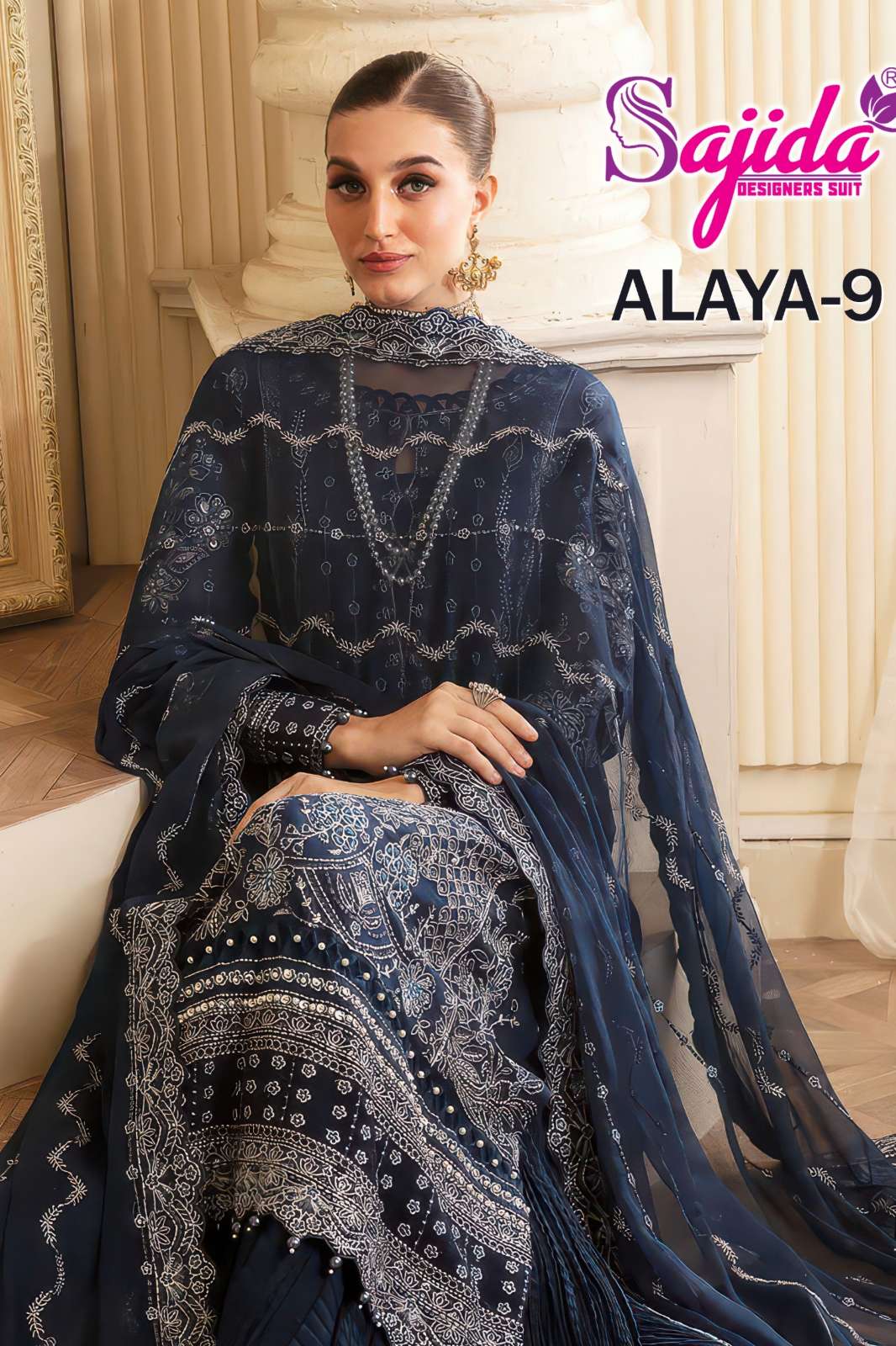 SAJIDA ANAYA VOL 9 BEAUTIFUL EMBROIDERED GEORGETTE 3 PCS SUITS FO WEDDING