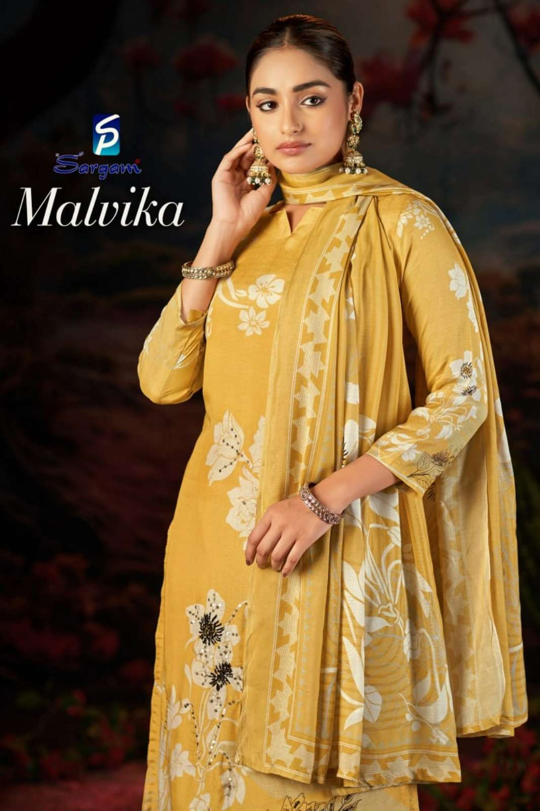 Sargam Prints MALVIKA Pure Muslin Simmer Digital Print & Seqwance Work Suit 