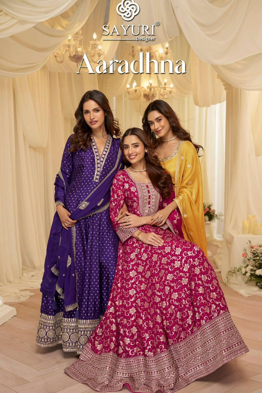 SAYURI AARADHANA READY TO WEAR PURE VISCOS JACQUARD SILK EMBROIDERED ANARKALI SUIT