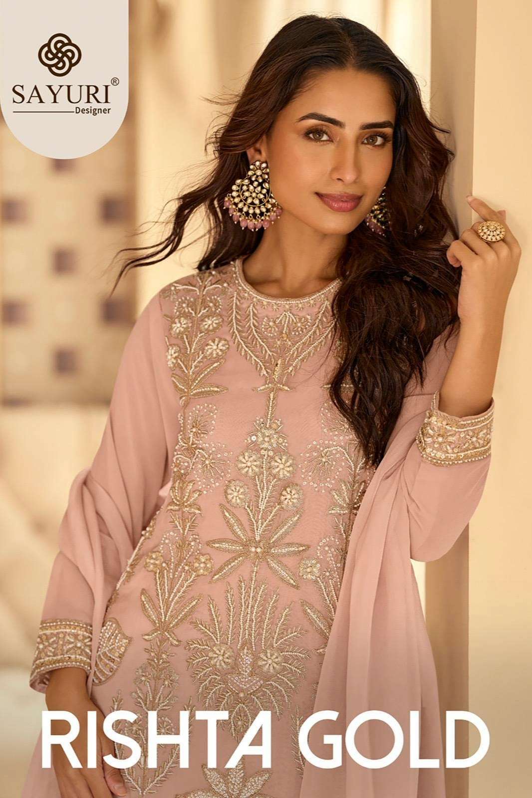 SAYURI RISHTA GOLD READY TO WEAR REAL GEORGETTE EMBROIDERED SUIT