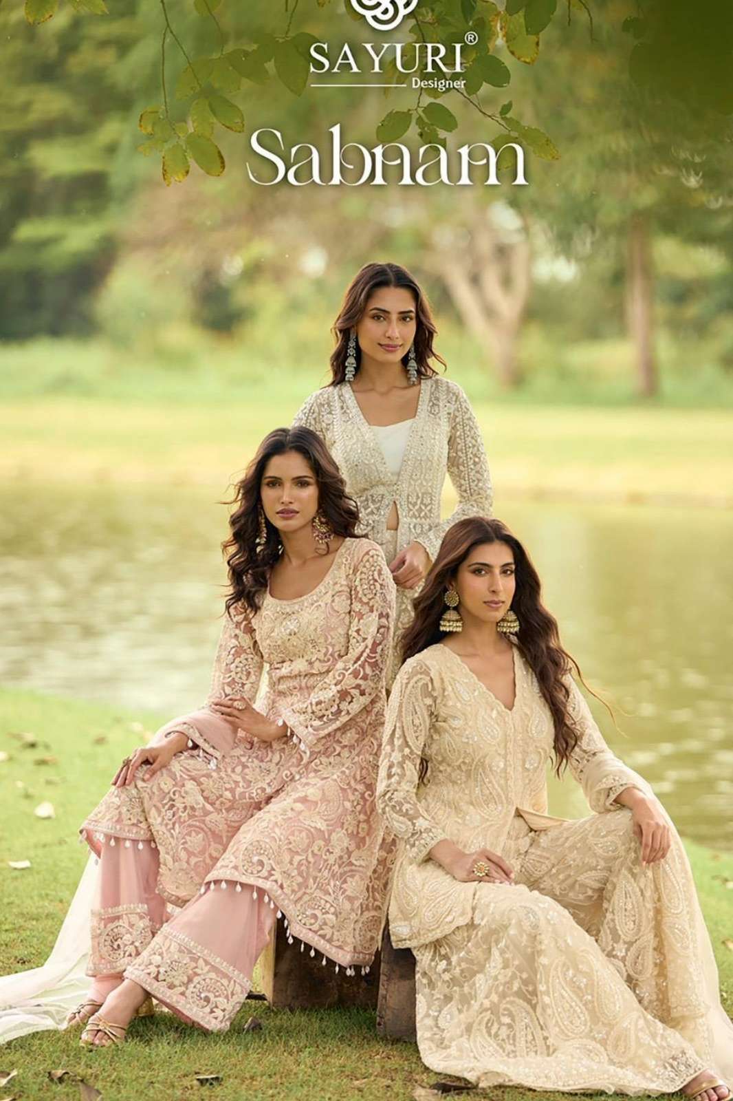 SAYURI SABNAM READY TO WEAR PREMIUM NET EMBROIDERED DIAMOND WORK SUIT 