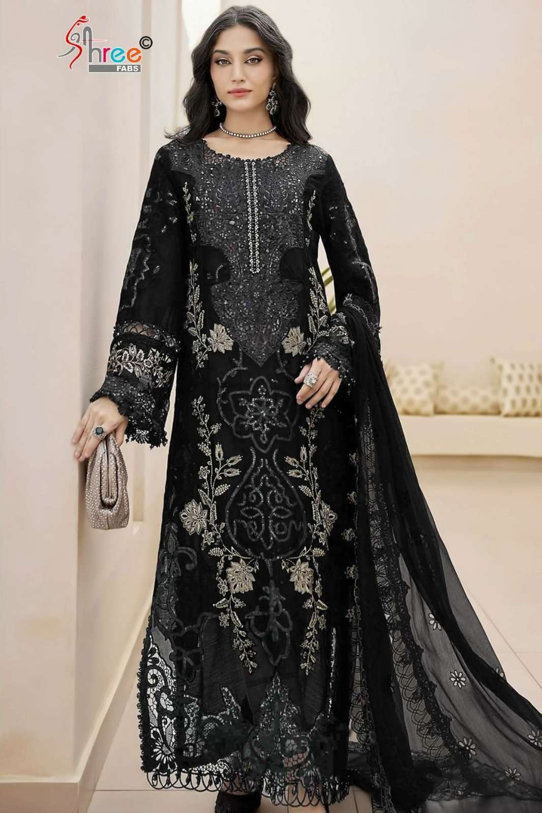 Shree Fab S 5534 Beautiful Embroidered Chiffon Pakistani Suit