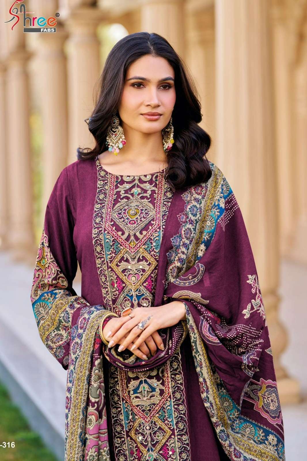 Shree Fabs KT 316 Pure Viscous Maslin Digital Print & Aari Work Pakistani Suit