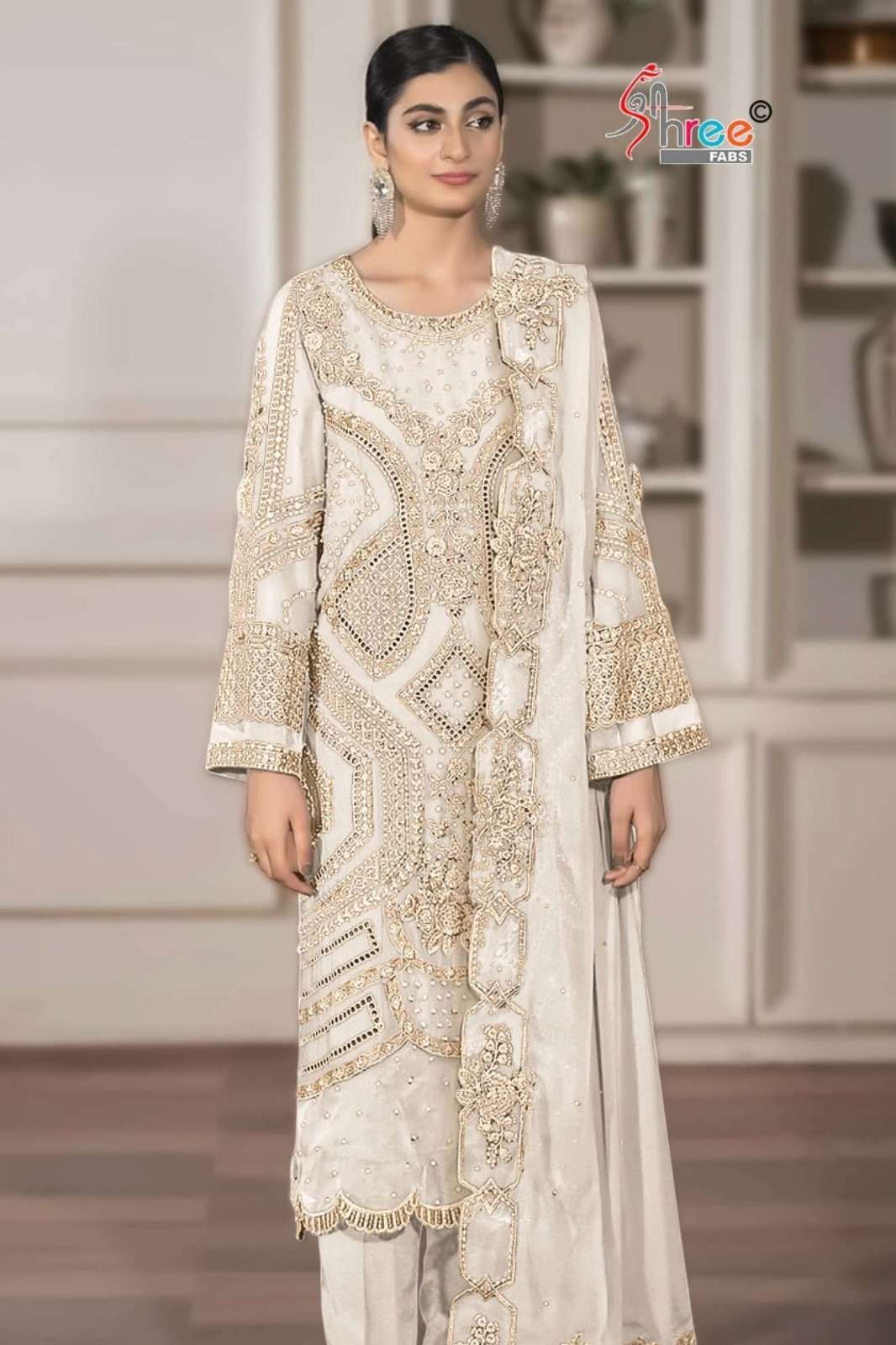 Shree Fabs Sf 5555 timeless pakistani chiffon suit with heavy embroidery & khatli hand work