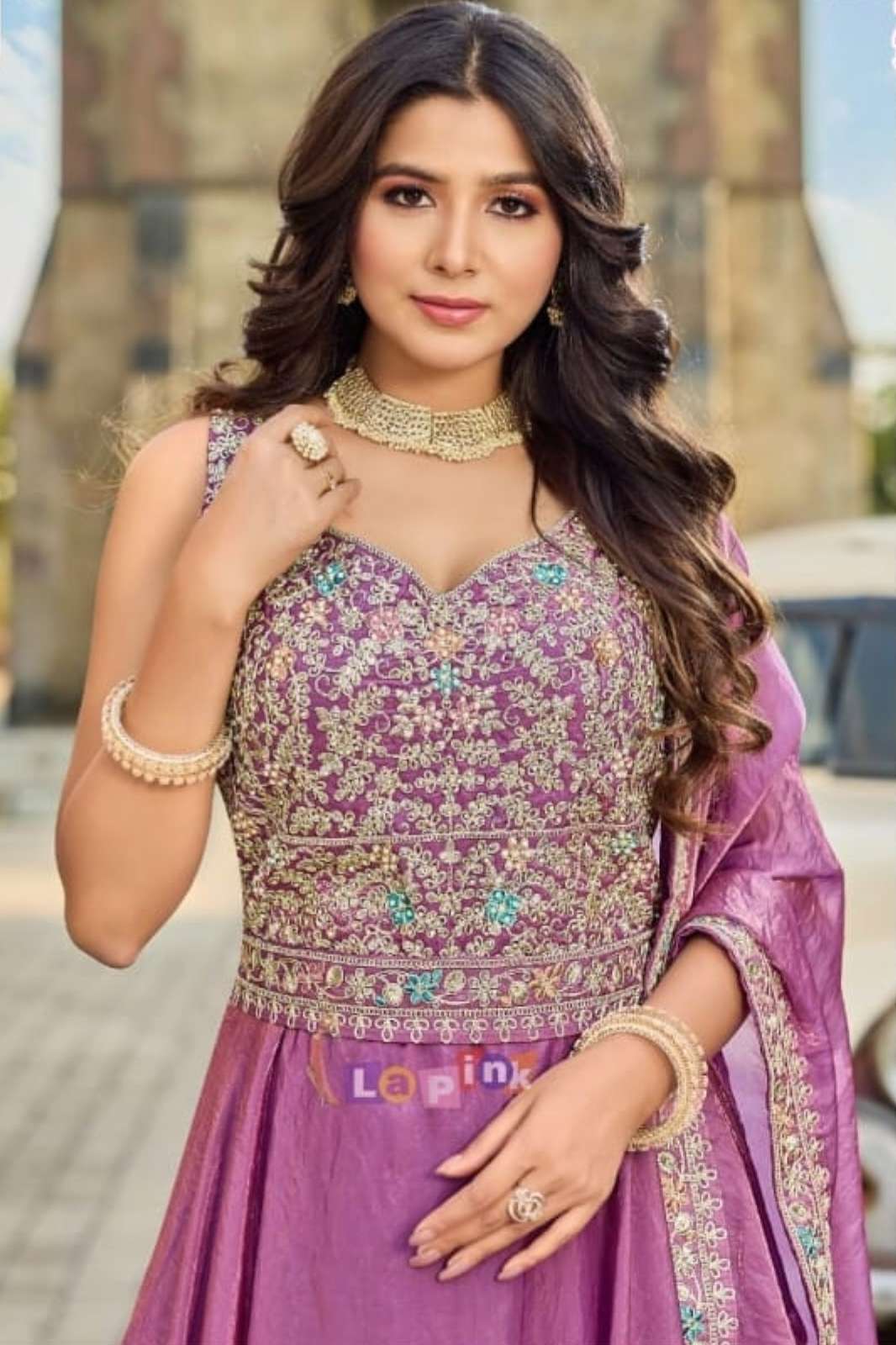 SHRI BAALAJI PRESENTS 20131 HEAVY EMBROIDERED STONE WORK READY TO WEAR GOWN 