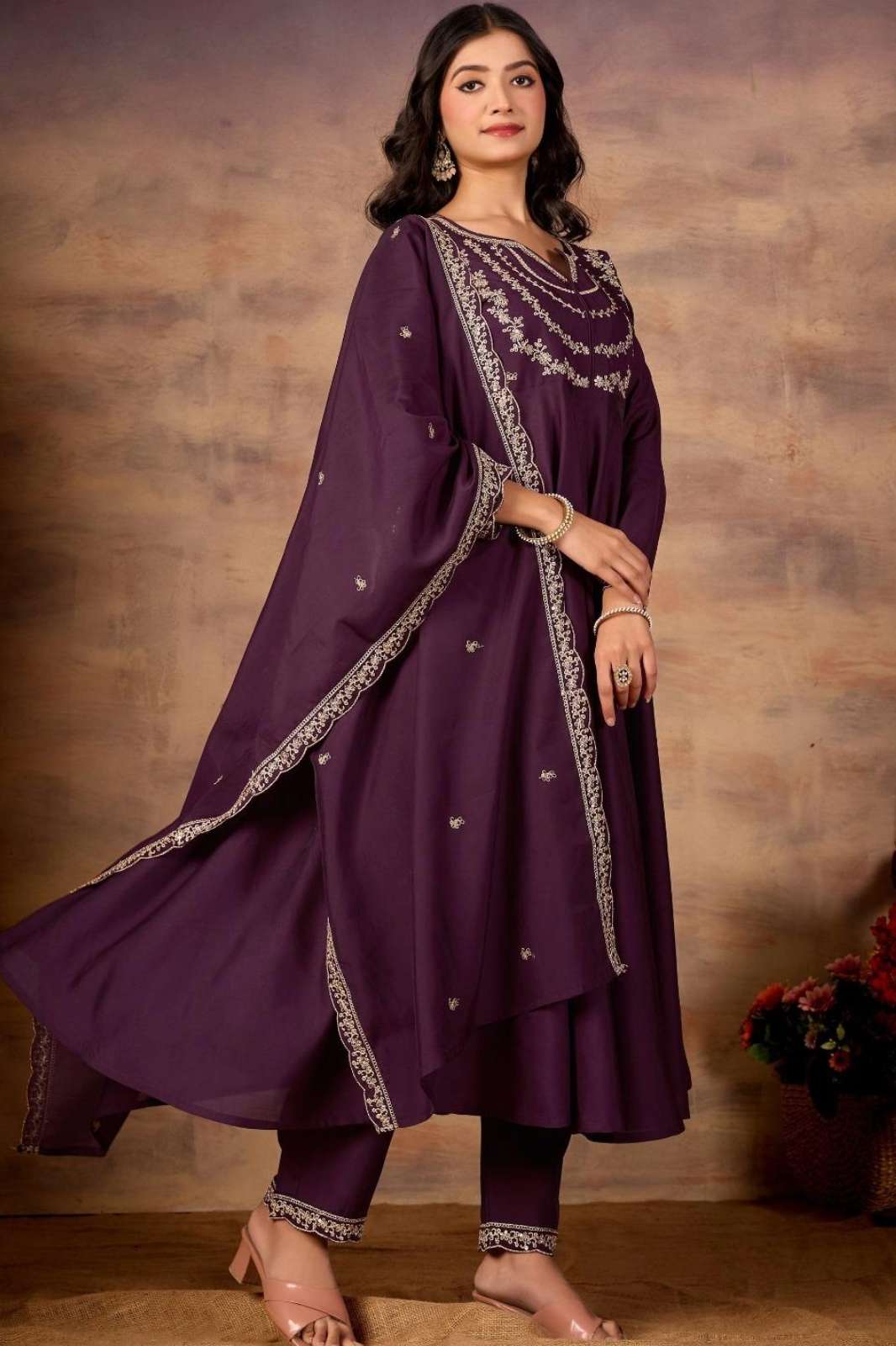 SHRI BALAJI 19914 BEAUTIFUL SILK EMBROIDERED ANARKALI SUIT FOR WHOLESELLER