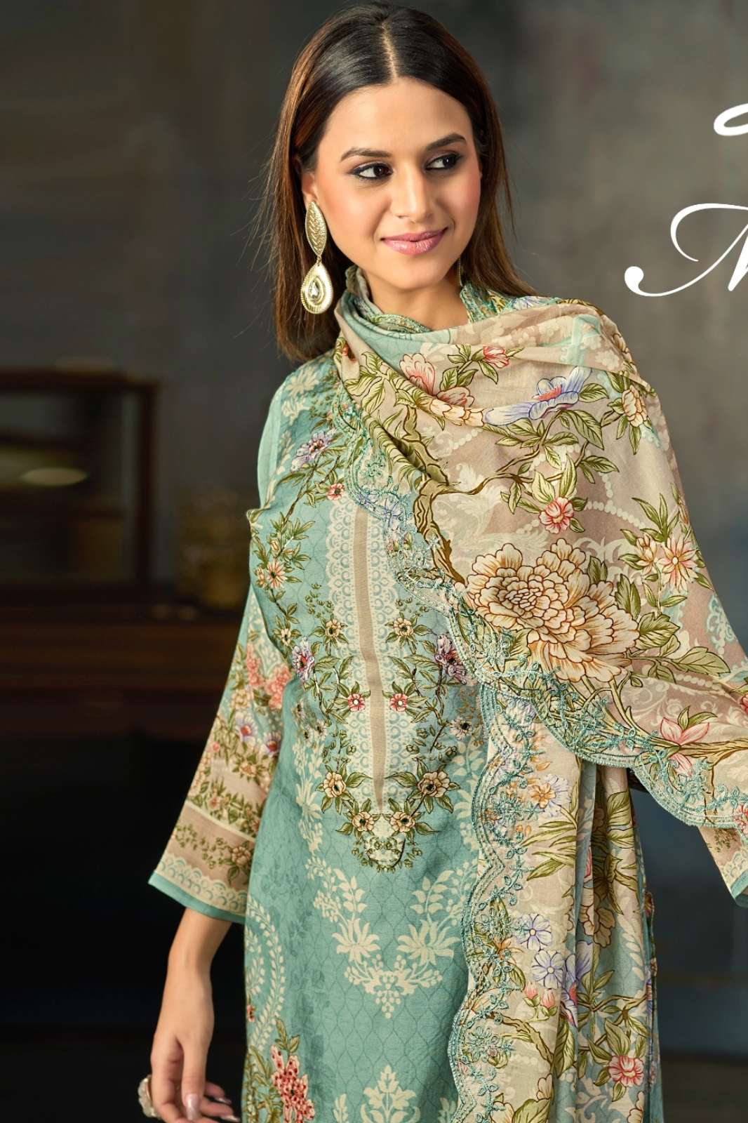 SHRI BALAJI 19981 STUNNING MUSLIN DIGITAL PRINT WITH HAND WORK PAKISTANI STYLE SUIT FOR WHOLESELLER