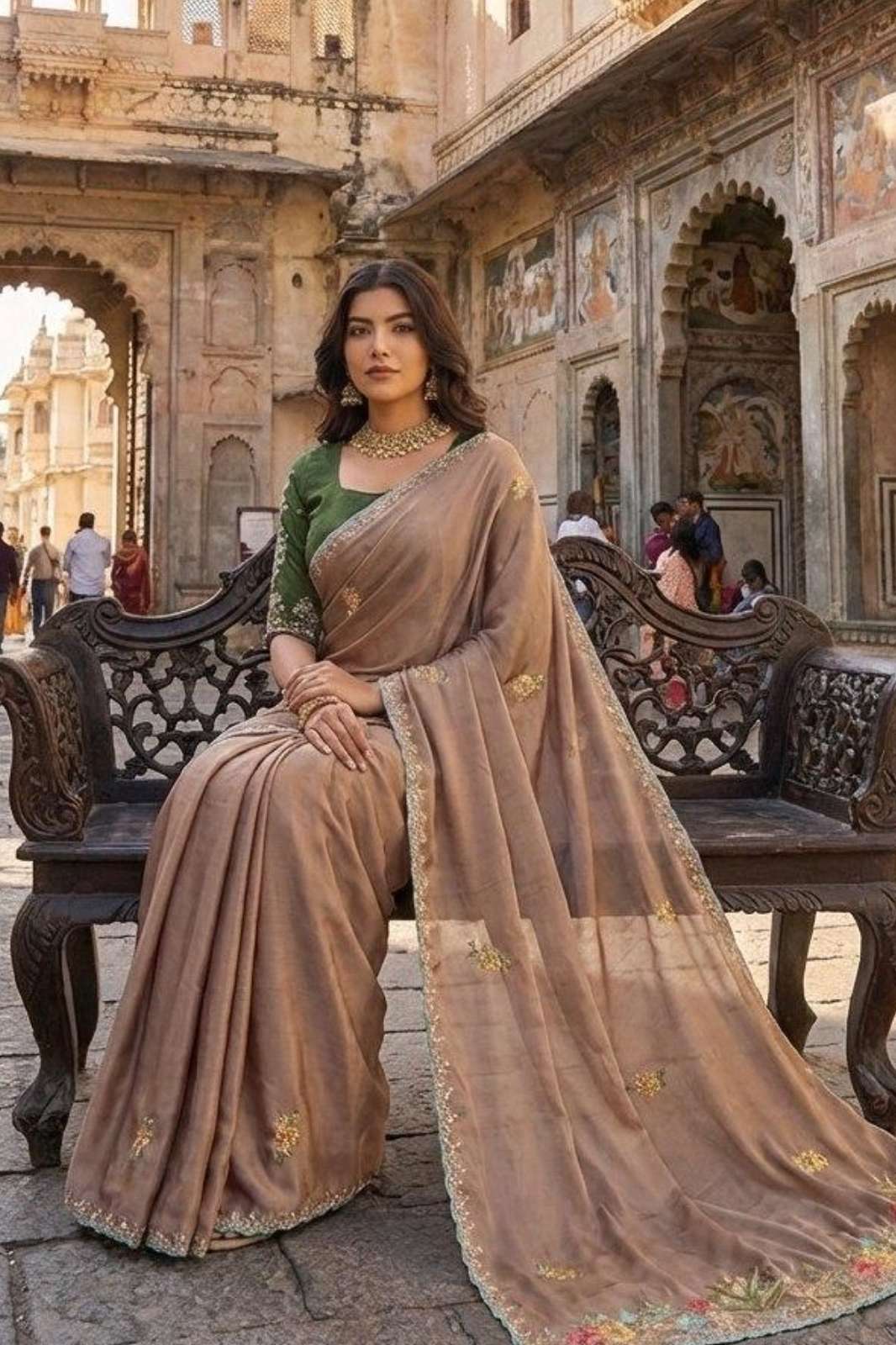 SHRI BALAJI 19992 HEAVY EMBROIDERED SILK SAREE EITH CODDING CUTWORK AND MULTI THREAD WORK 