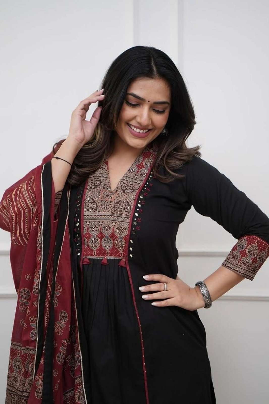 SHRI BALAJI 20039 COTTON ADDA WORK A LINE KURTA PLAZZO SUIT COLLECTION