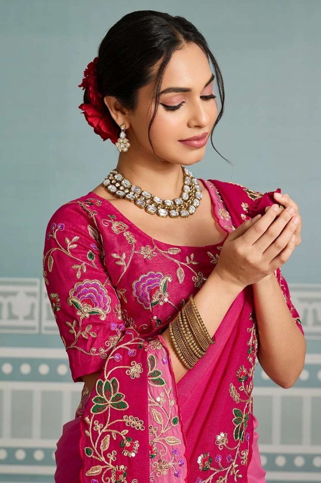 Shri Balaji 20091 Soft Silk beautiful embroidered Party Wear Saree 