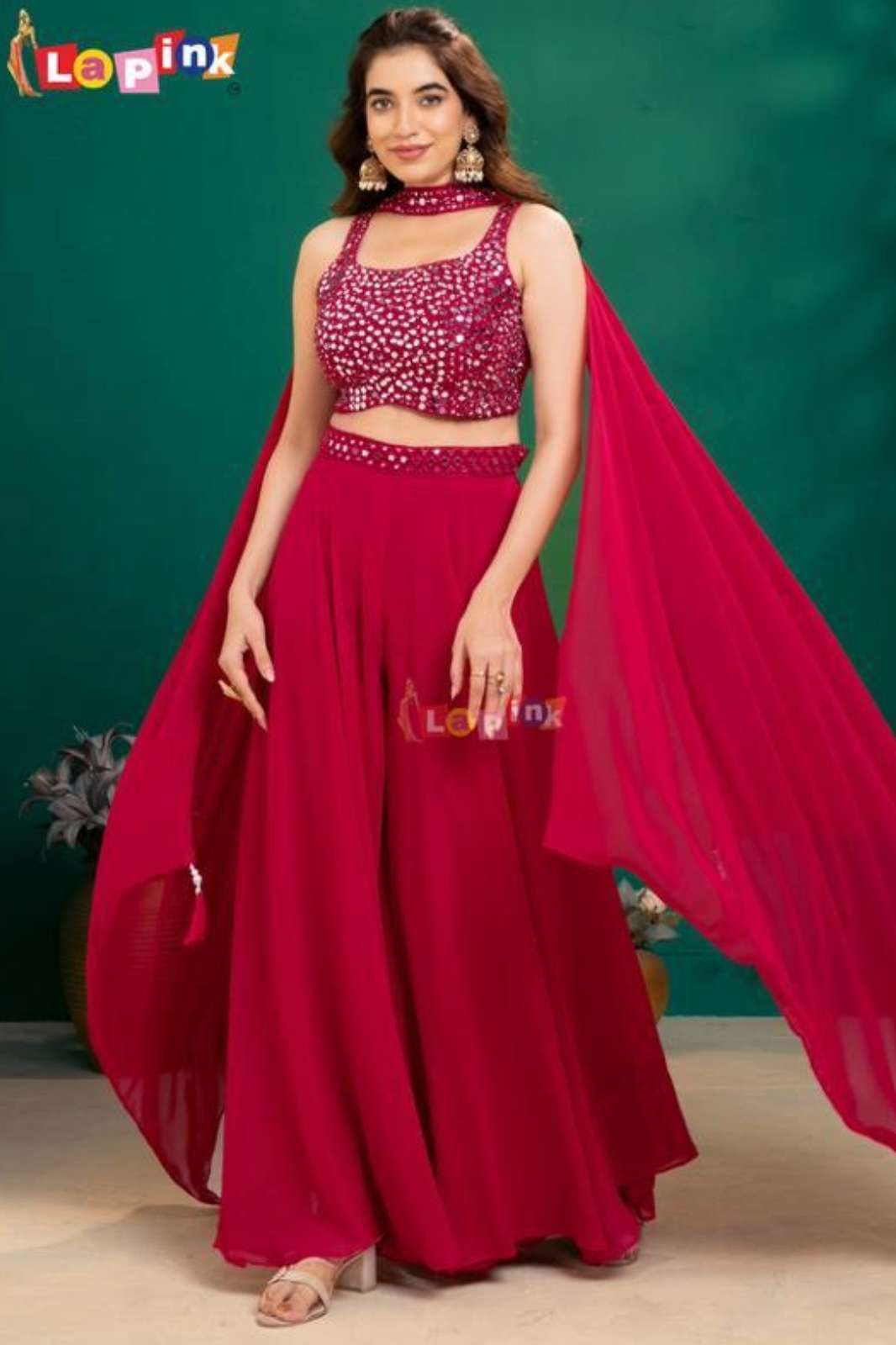 SHRI BALAJI 20144 READY TO WEAR MOTI WORK PURE VISCOSE CO ORD SET WITH DUPATTA 