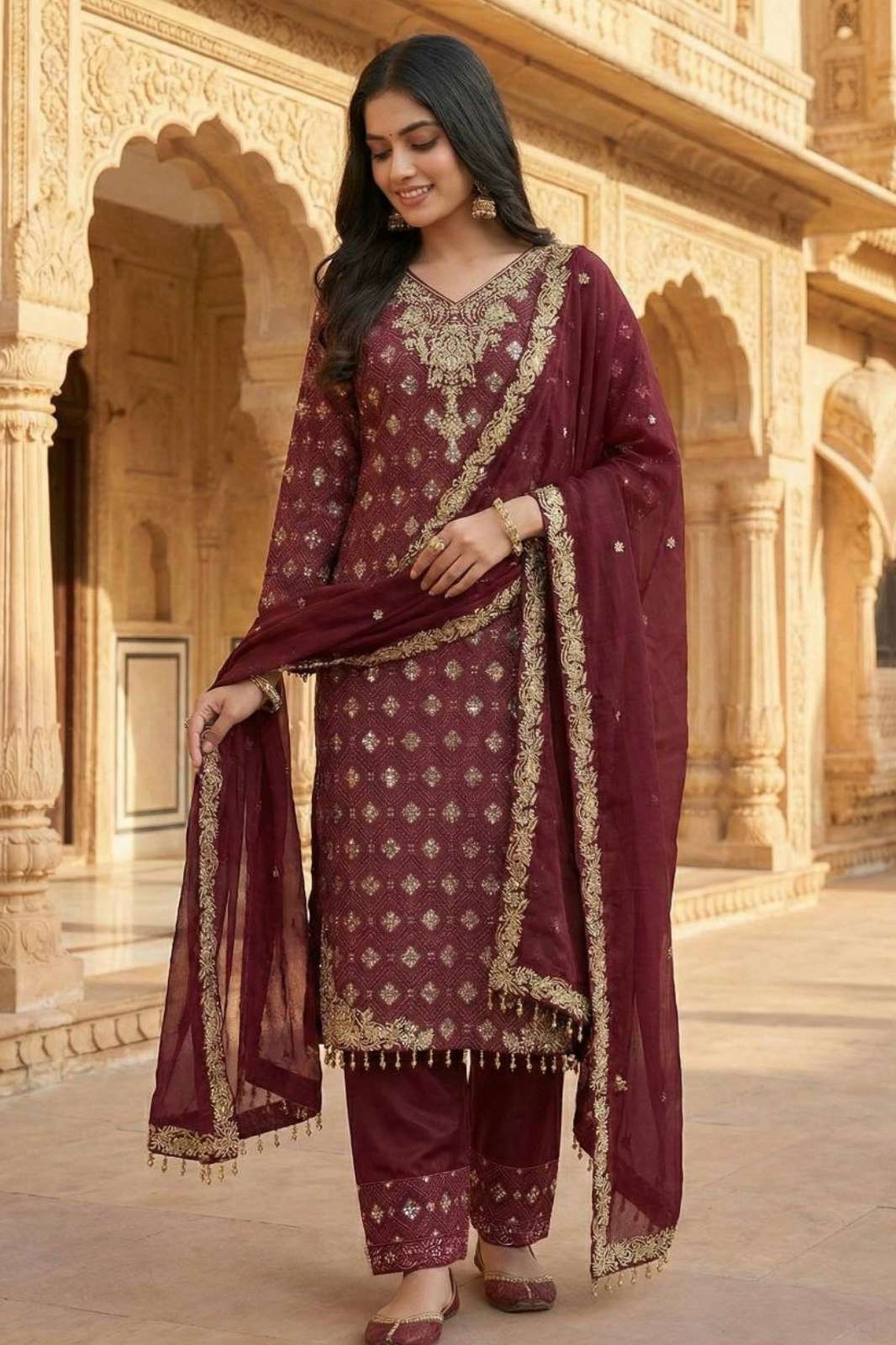 Shri Balaji DV 25320 Pure GYM silk Pakistani suit with heavy embroidery and sequence work for Wholeseller