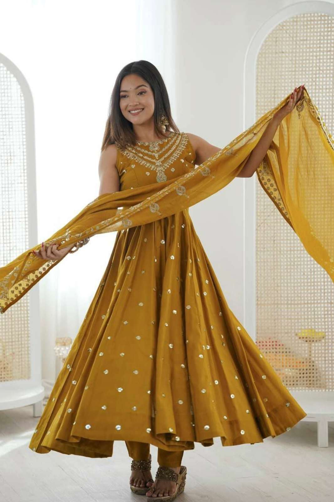 SHRI BALAJI DV 25320 READY TO WEAR ROMAN SILK ANARKALI SUIT WITH HEAVY EMBROIDERY SEQUENCES WORK FOR WHOLESELLER 