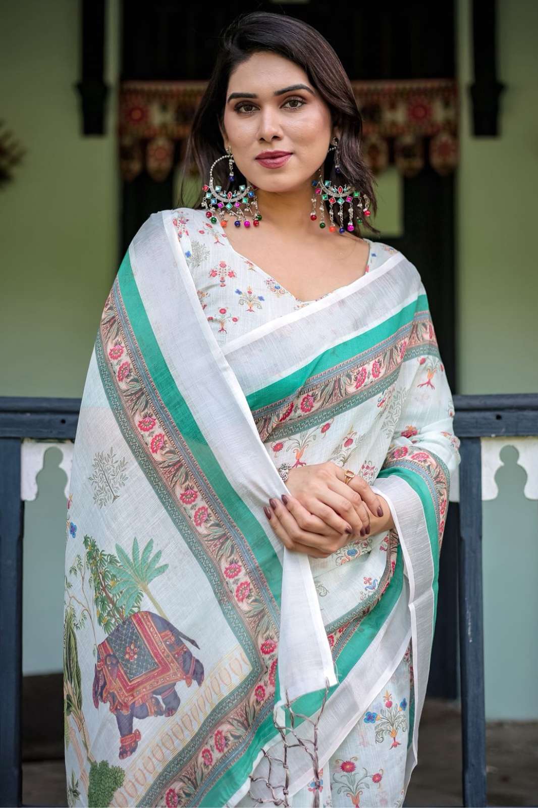 Shri Balaji Emporium LINEN 128 Traditional Pure Linen Saree