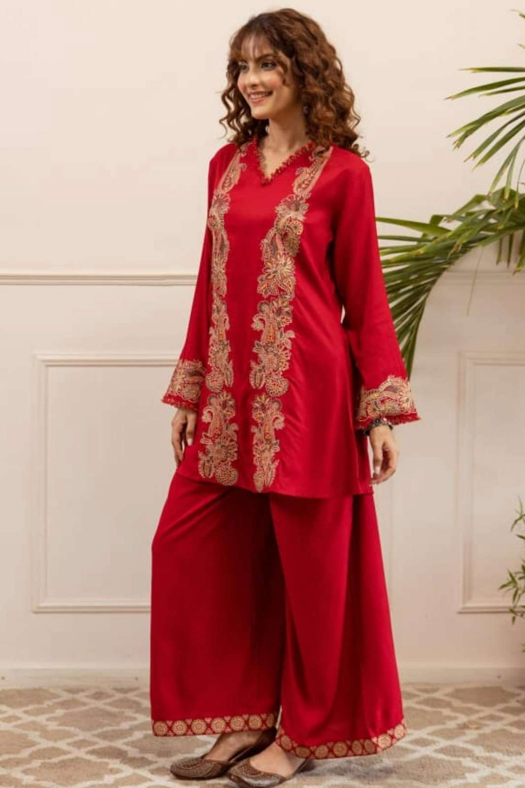 Shri Balaji Emporium Ready to Wear German Rayon Beautiful Embroidered Co ord Set