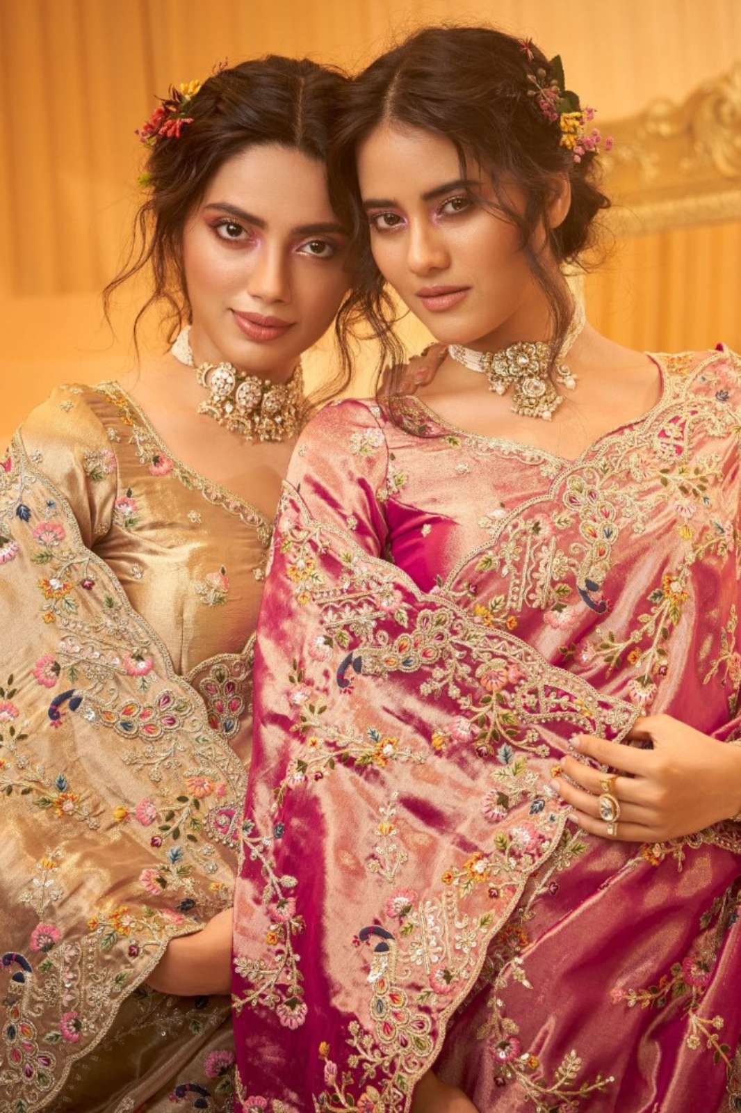 Shri Balaji Emporium Zardosi Drape Pure Giraffe Viscose Silk Saree