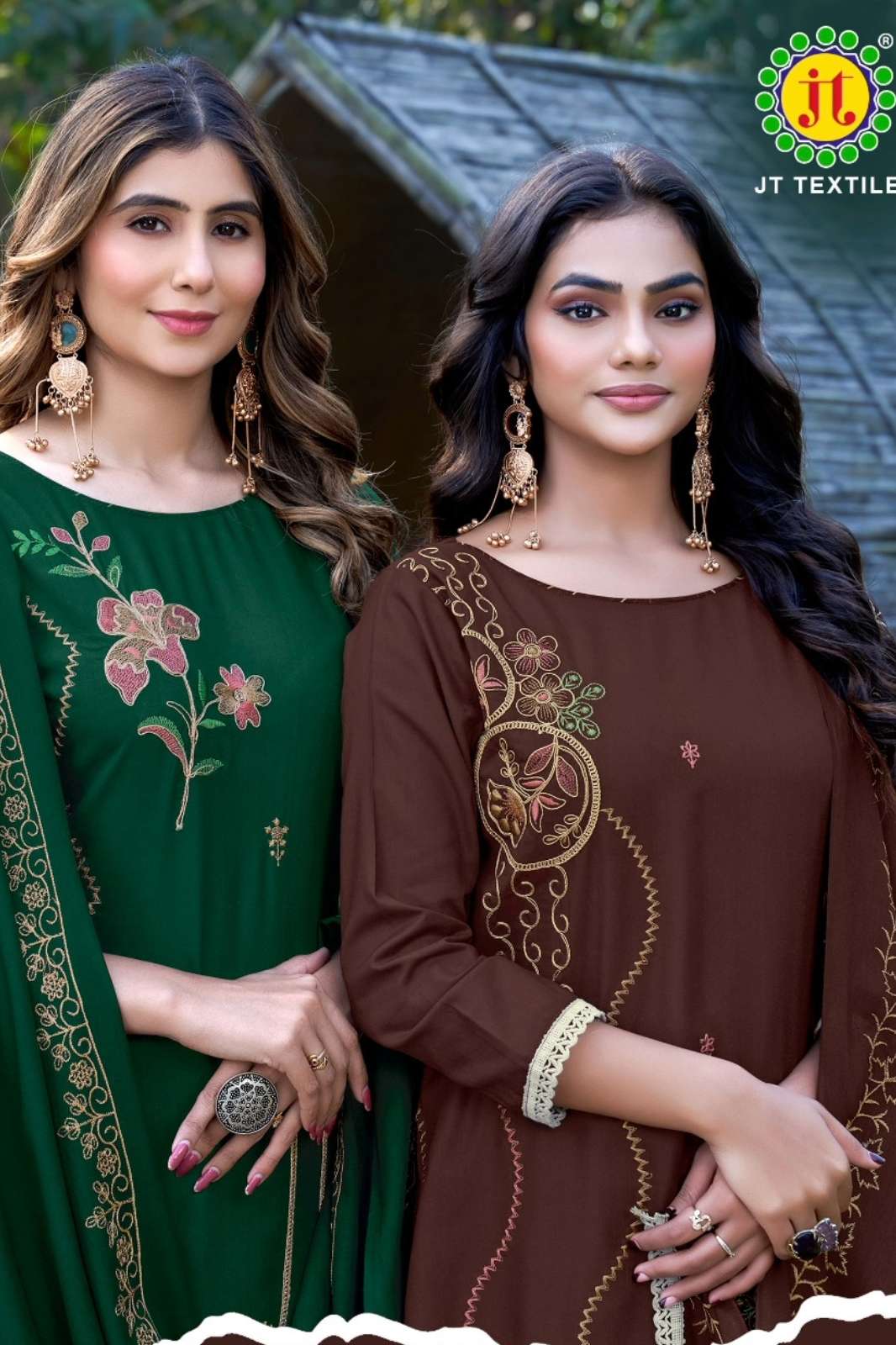 SHRI BALAJI JT TEXTILE JILMIL 2 BEAUTIFUL RAYON FABRIC EMBROIDERED SUIT FOR WHOLESELLER