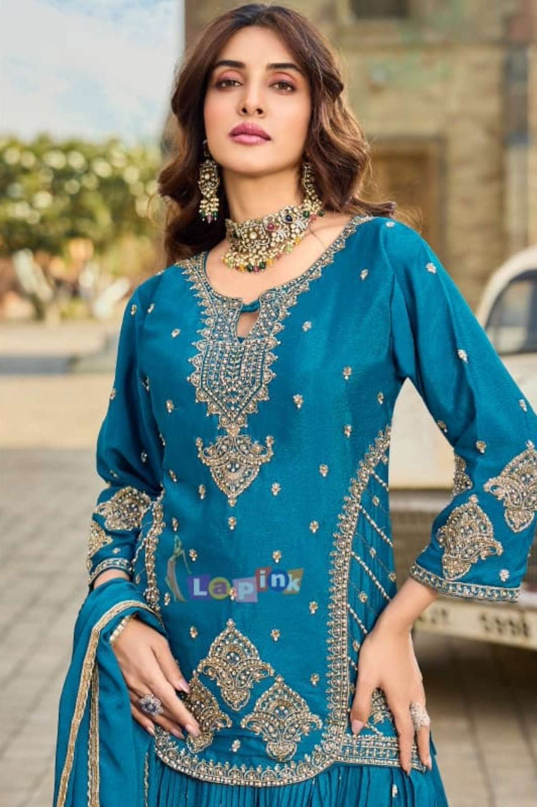 SHRI BALAJI LAPINK 19791 STUNNING HEAVY EMBROIDERED MOTI WORK WEDDING LEHENGA