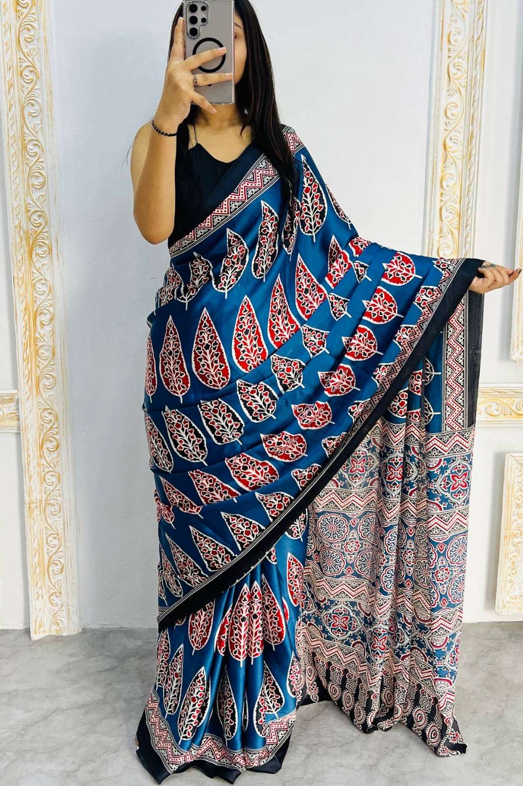 Shri Balaji Launch SF 2296 beautiful Ajrak Mill Printed Japan Satin Silk Saree for Wholeseller