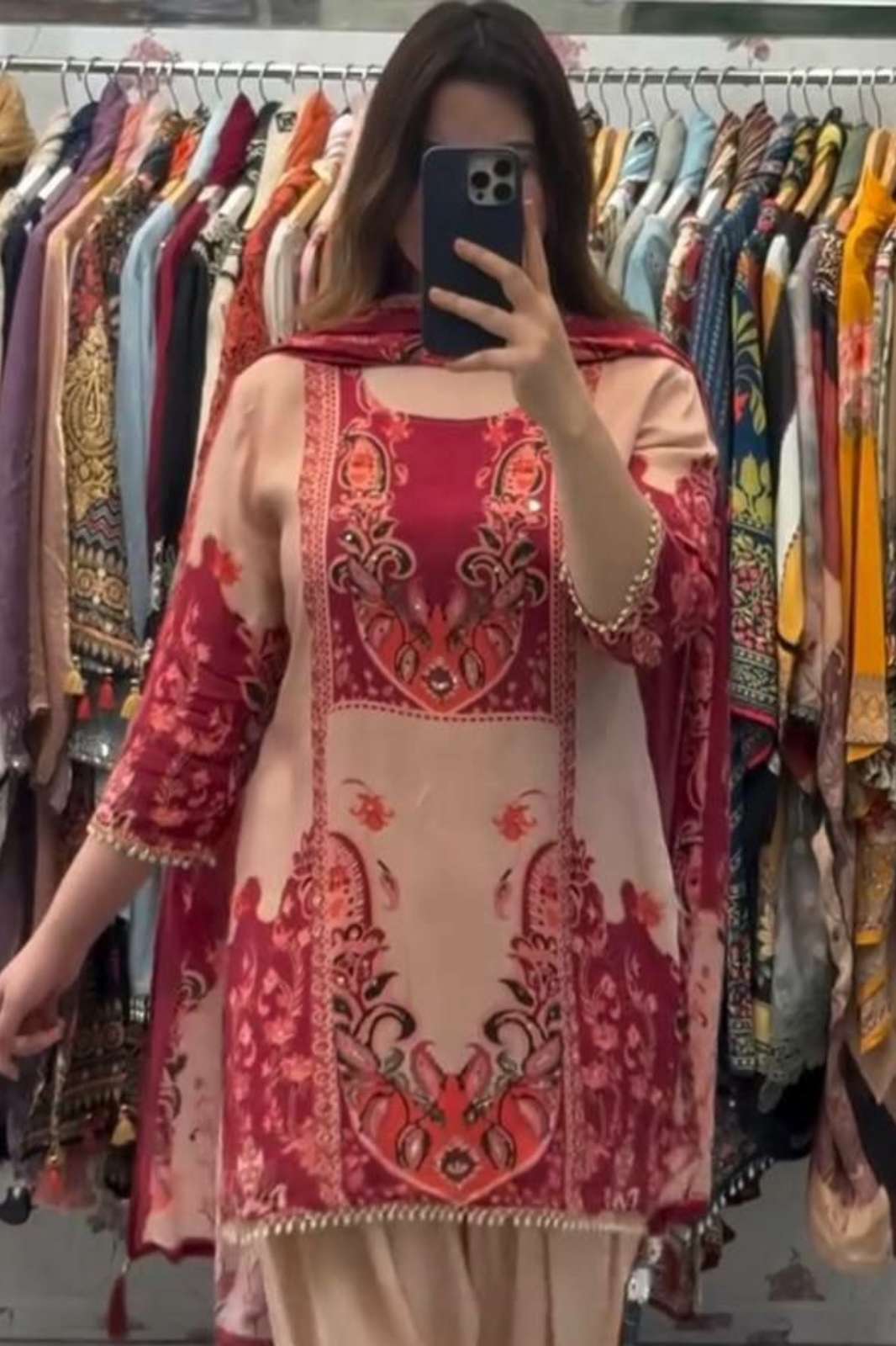 SHRI BALAJI LAUNCHES DESIGNER VILLA DV 25272 BEAUTIFUL MIRROR WORKED PRINTED SILK SUIT