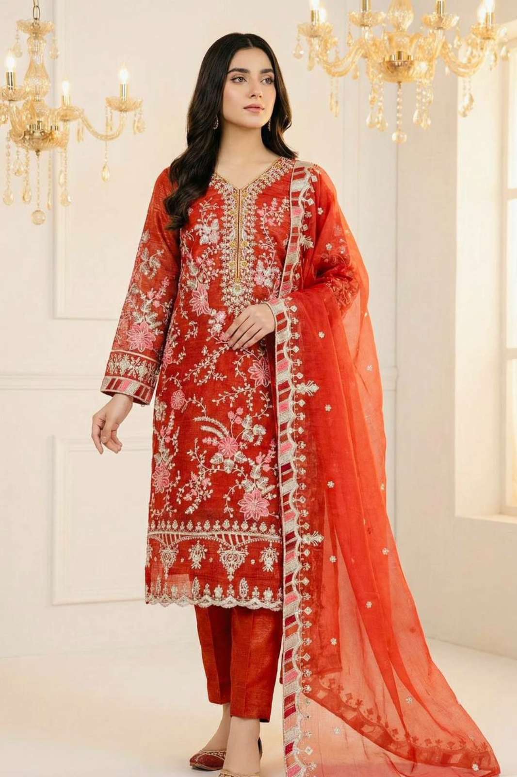 SHRI BALAJI LAUNCHES DESIGNER VILLA DV 25276 READY TO WEAR EMBROIDERED CRUNCY SILK PAKISTANI SUIT 