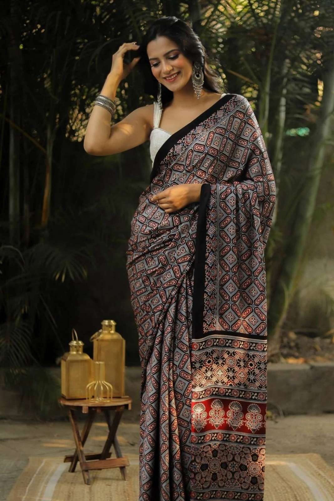 SHRI BALAJI LAUNCHES SF 2303 GAJJI SILK SAREE WITH DIGITAL PRINT BORDER WITH AJRAKH RICK PALLU FOR RESELLERS