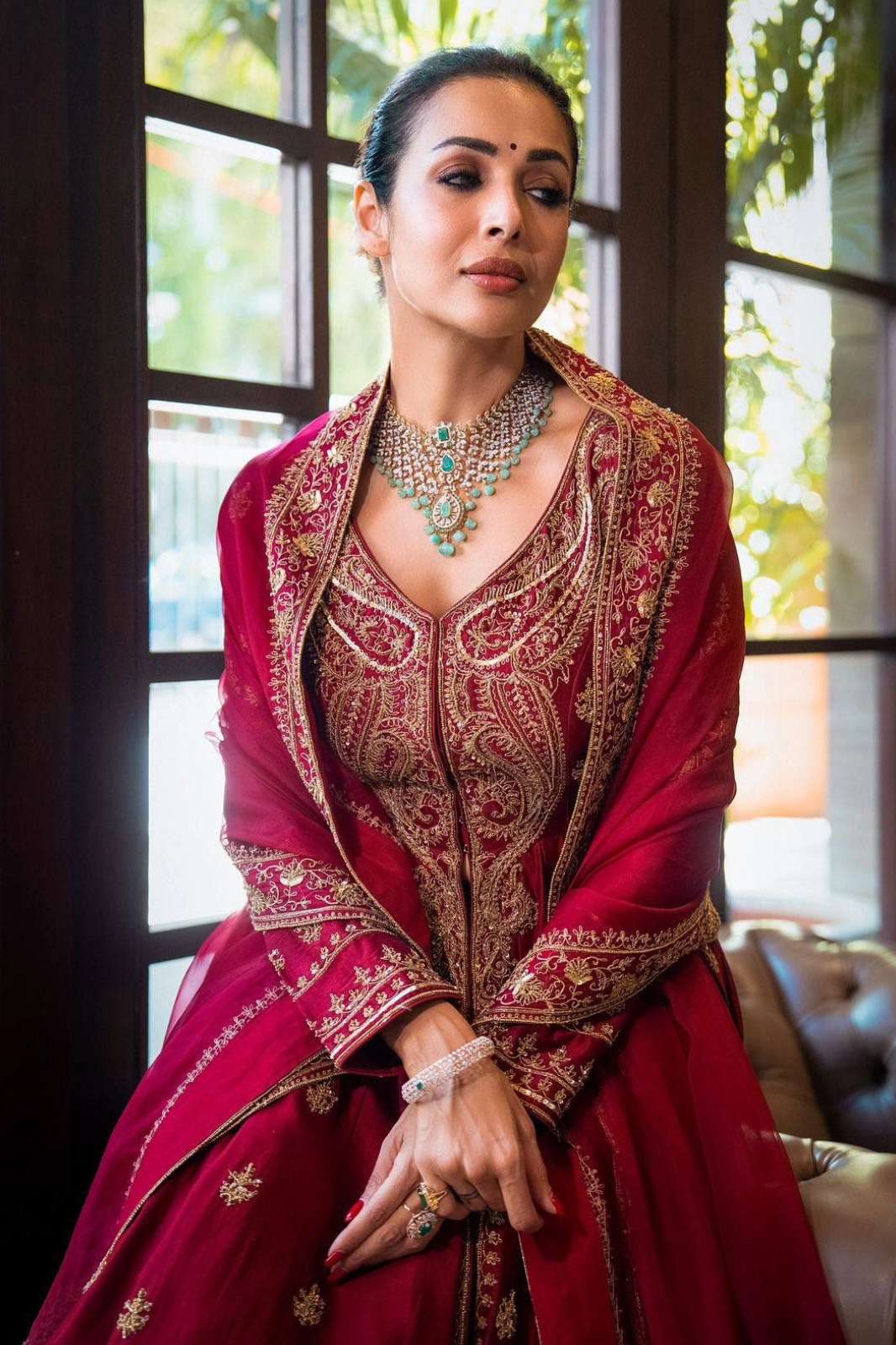 SHRI BALAJI LC 1429 HEAVY EMBROIDERED SEQUENCE THREAD AND ZARI WORK CHINON SILK WEDDING WEAR GOWN 