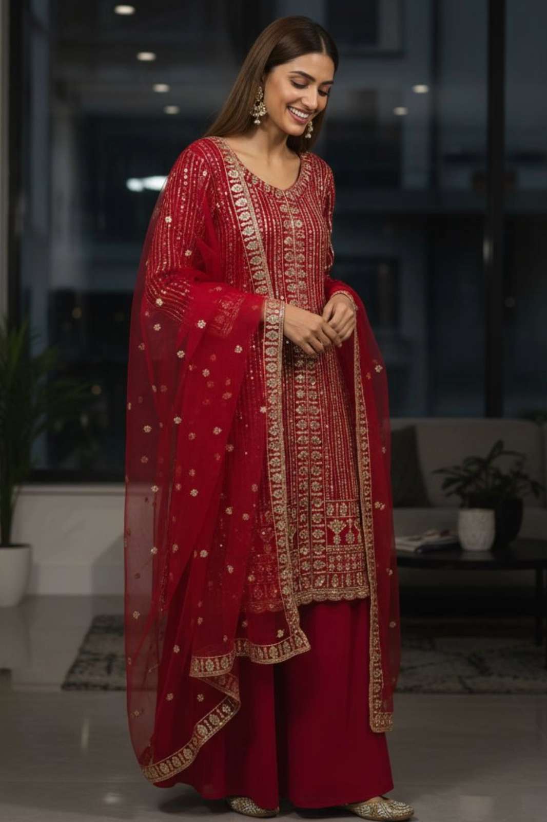SHRI BALAJI LC 1448 PREMIUM GEORGETTE SEQUENCE AND ZARI EMBROIDERED PLAZZO SUIT FOR WHOLESELLER