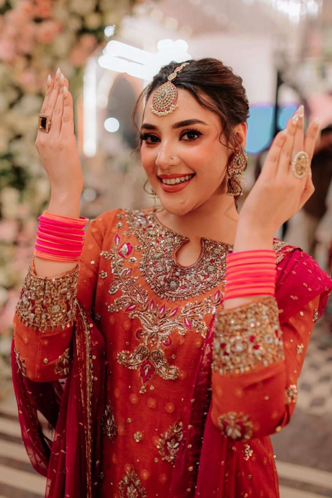 SHRI BALAJI LC1443 BEAUTIFUL EMBROIDERED GEORGETTE KURTI PLAZZO SET FOR WEDDING